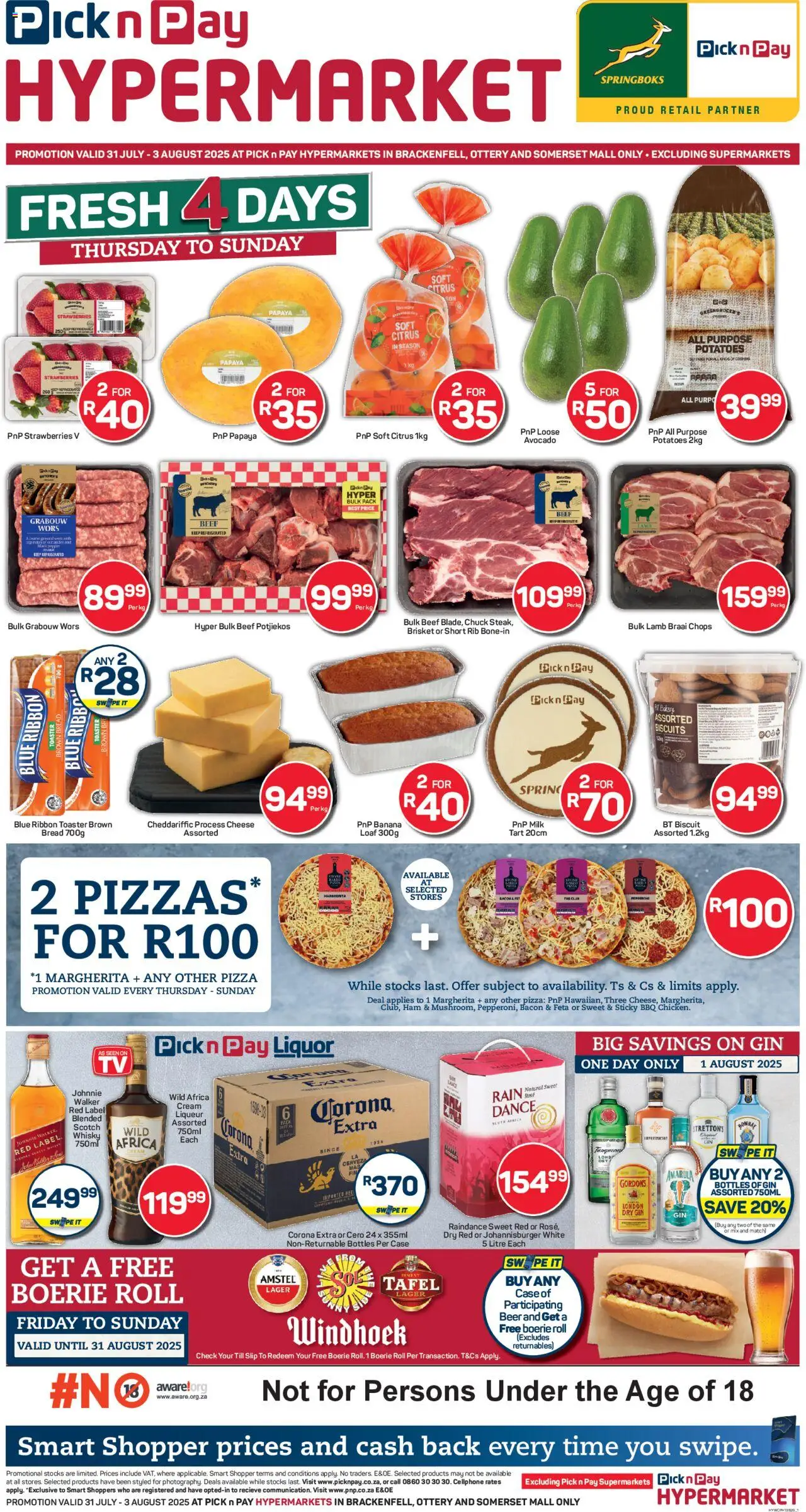 Pick n Pay Western Cape - Hyper Fresh Specials │ valid from 31.07.2025 | Page: 1 | Products: Milk, Bread, Beef, Strawberries