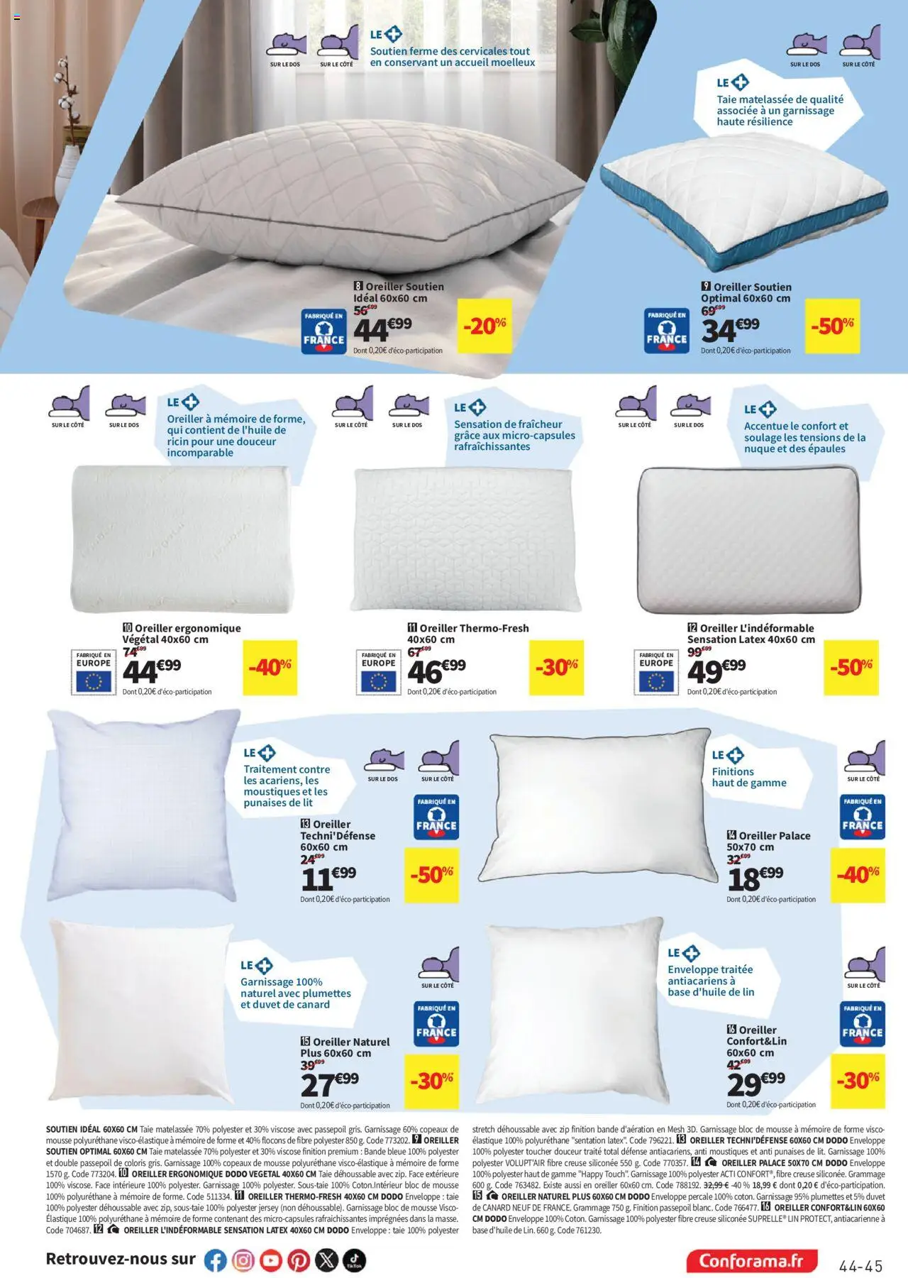  | Page: 45 | Produits: Flocons, Base, Enveloppe, Lit