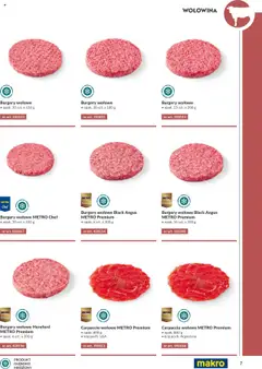 Makro Gazetka - Katalog mięsa surowe kalibrowane od 23.07.2025 | Strona: 7 | Produkty: Carpaccio wołowe, Carpaccio, Burgery wolowe, Wołowina