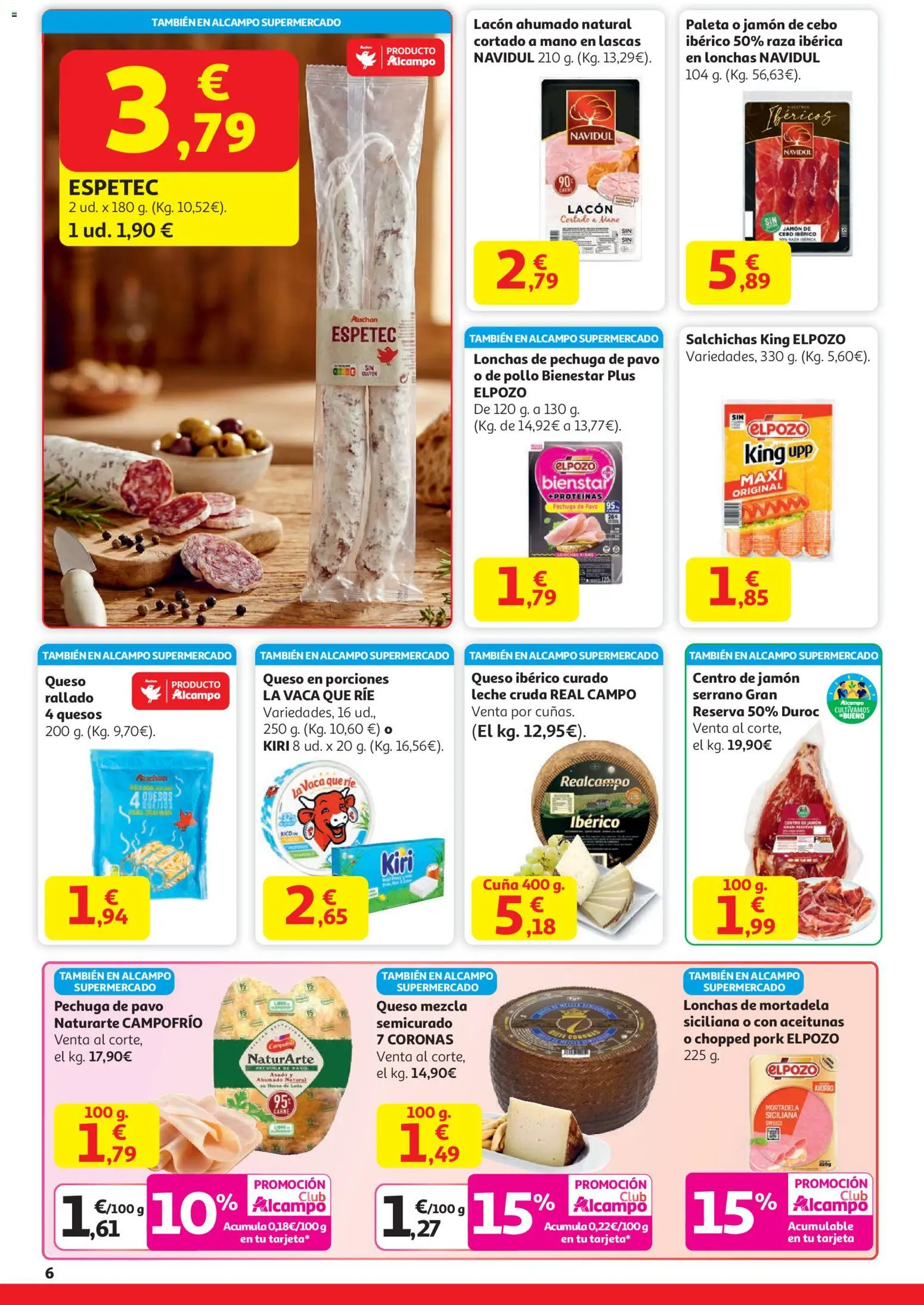 Alcampo - HG Unido Madrid │ válido desde el 15.01.2026 | Página: 6 | Productos: Leche, Jamón, Mortadela, Cuna