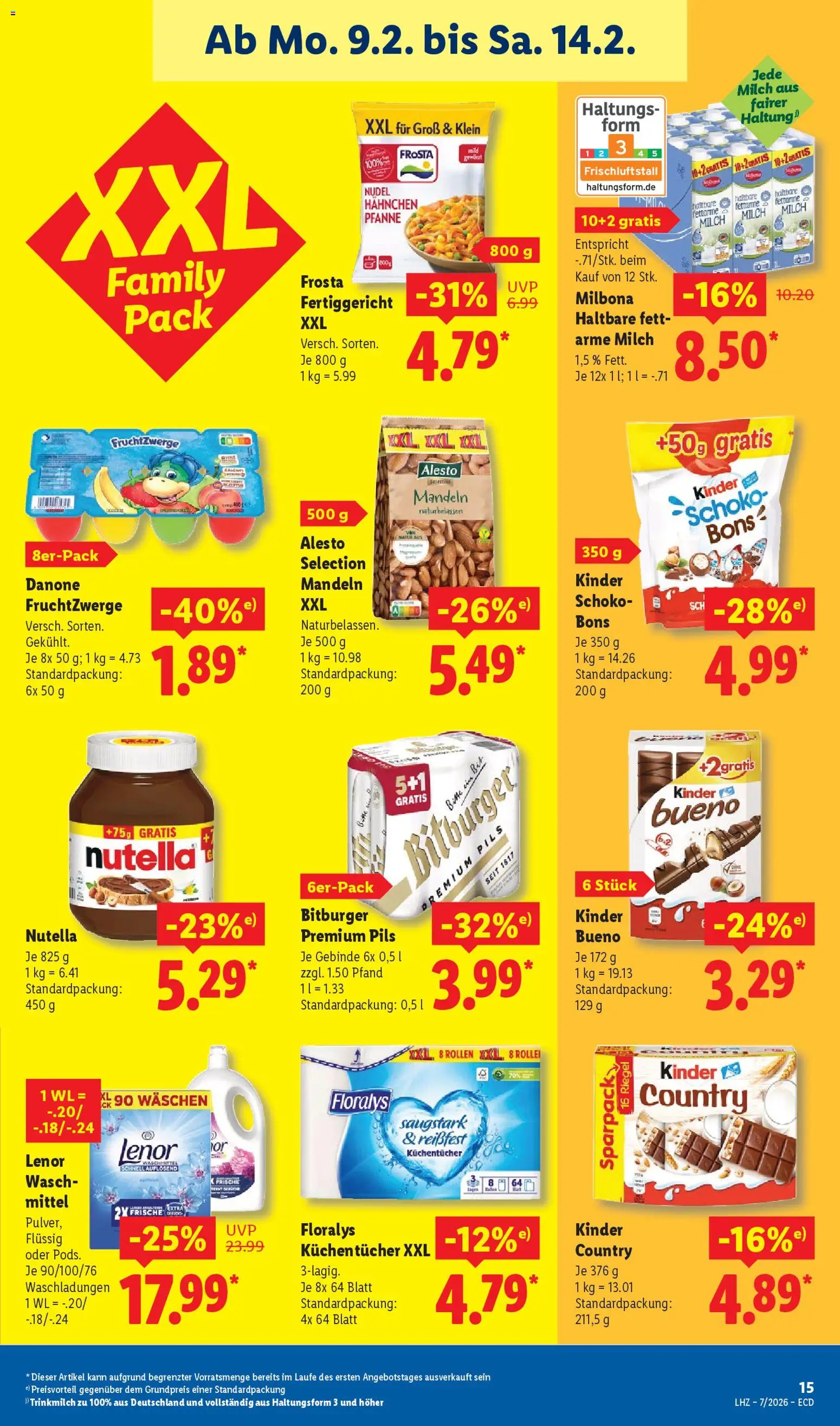 Lidl - Prospekt – gültig ab 09.02.2026 | Seite: 25 | Produkte: Lenor, Hahnchen, Fruchtzwerge, Mandeln