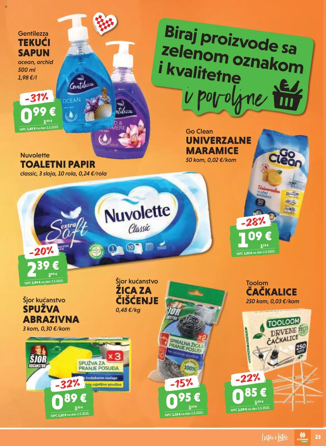 Studenac katalog | vrijedi od 10.09.2025 | Stranica: 23 | Proizvodi: Spužva, Sapun, Toaletni papir