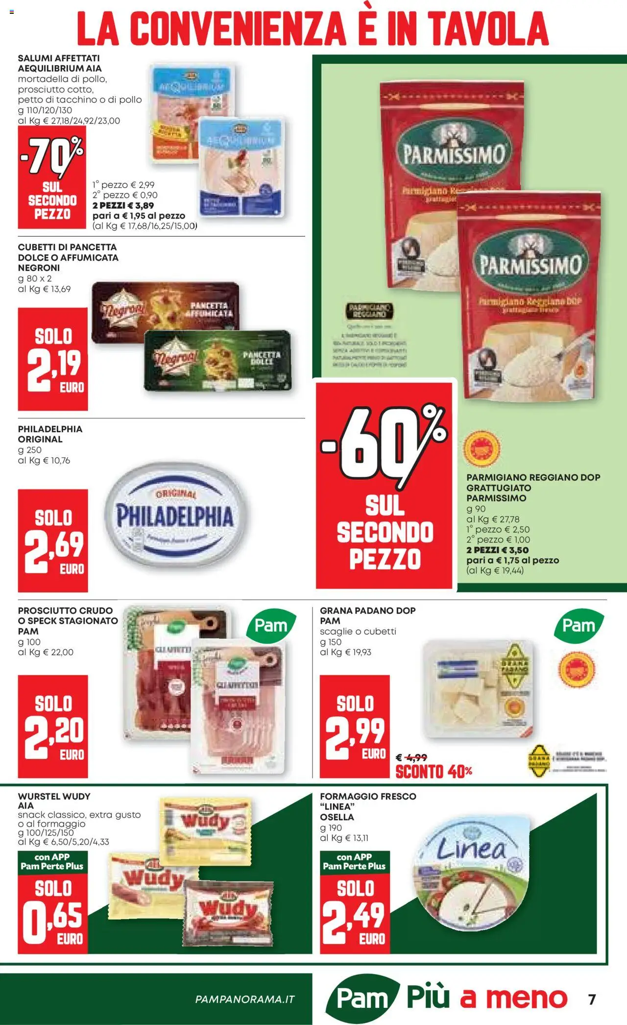 Volantino PAM del 21.08.2025 | Pagina: 7 | Prodotti: Speck, Wurstel, Parmigiano reggiano, Parmigiano