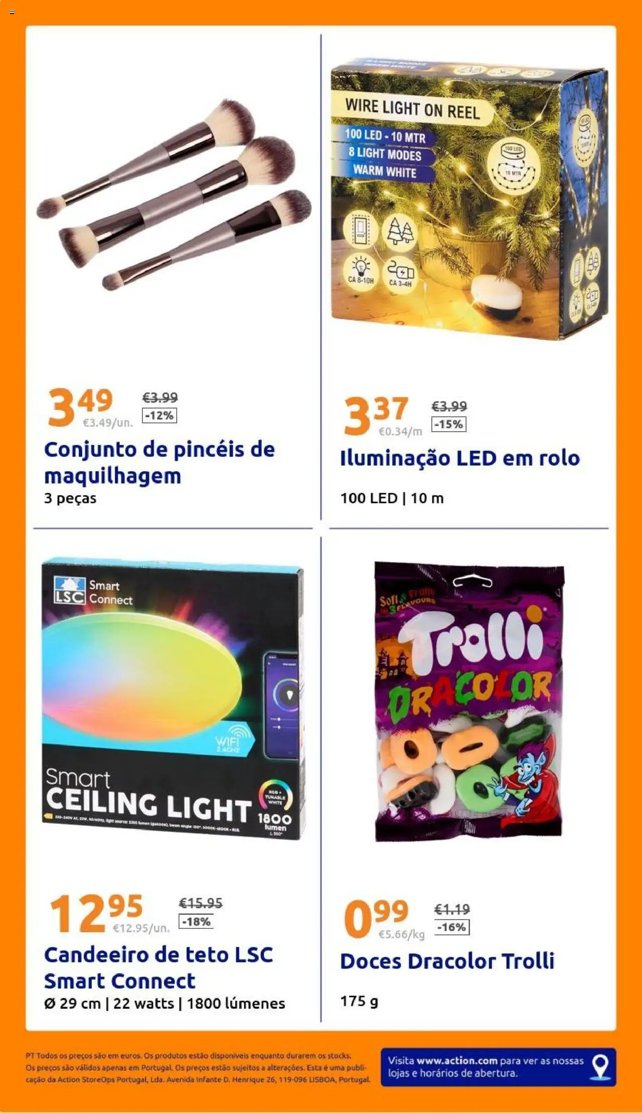Action - Action PT week 42 2025 │ válido de 15.10.2025 | Página: 26 | Produtos: Candeeiro, Pinceis de maquilhagem, Maquilhagem, Doces