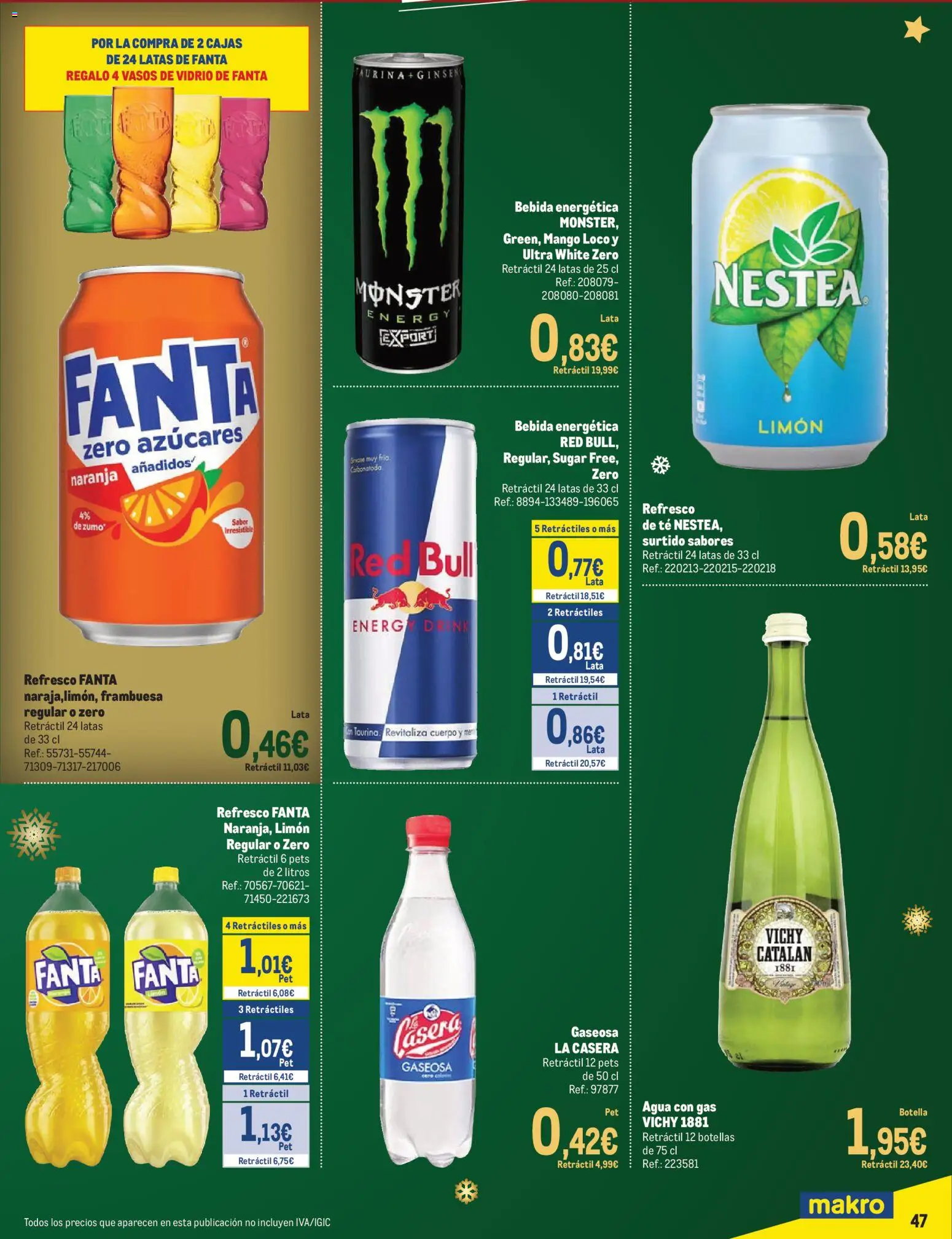 Makro - Precios Sur │ válido desde el 24.11.2025 | Página: 47 | Productos: Vasos, Ροζ πιπέρι, Té, Gaseosa