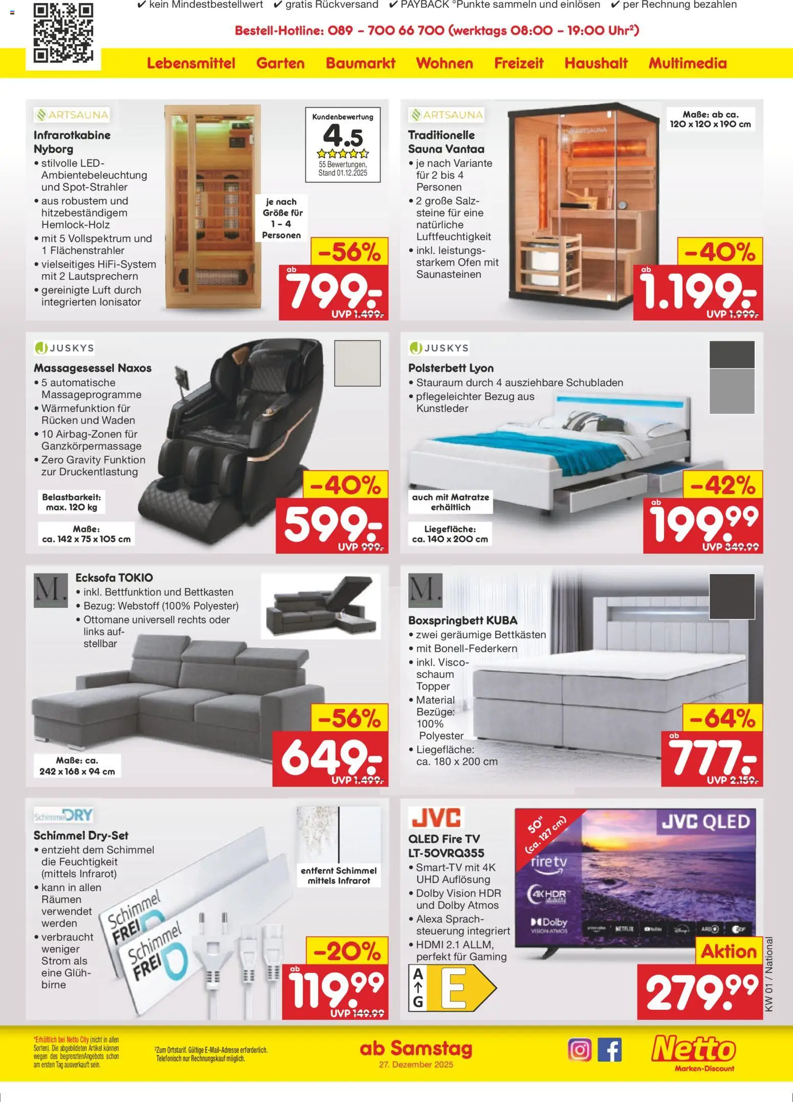 Netto Marken-Discount Prospekt 	 – gültig ab 29.12.2025 | Seite: 45 | Produkte: Ofen, Matratze, Polsterbett, Topper