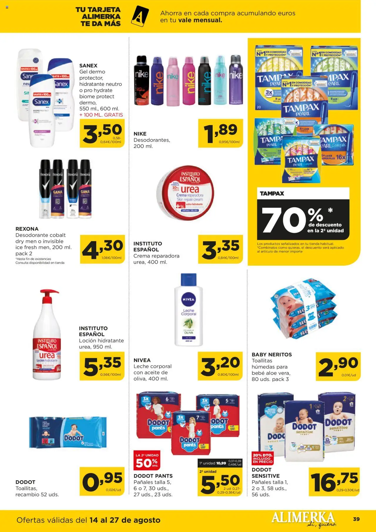 Alimerka folleto Castilla y León │ válido desde el 14.08.2025 | Página: 41 | Productos: Leche corporal, Desodorante, Aceite, Crema