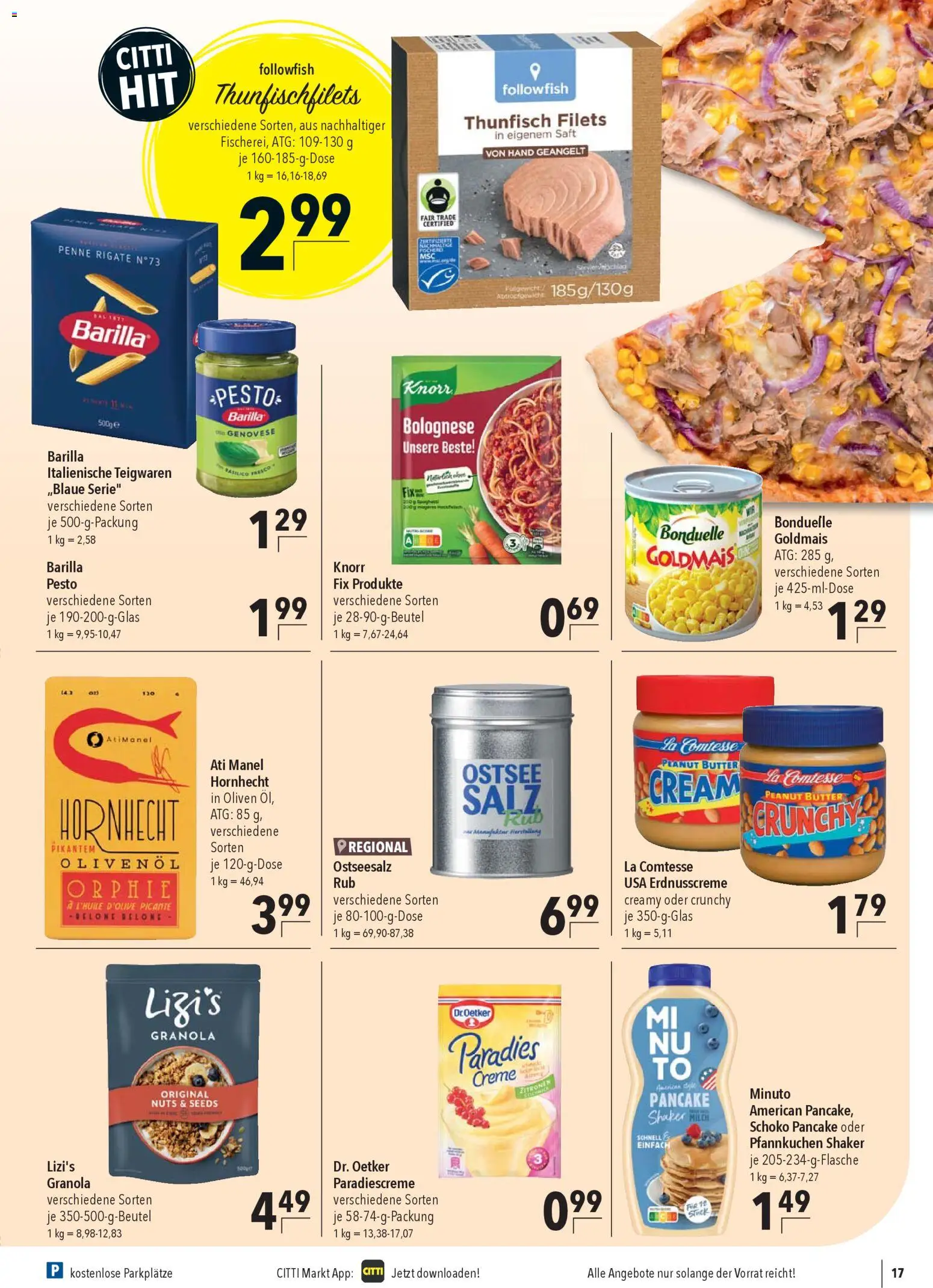 CITTI Markt Prospekt 	 – gültig ab 28.01.2026 | Seite: 17 | Produkte: Barilla pesto, Knorr, Creme, Zitronen