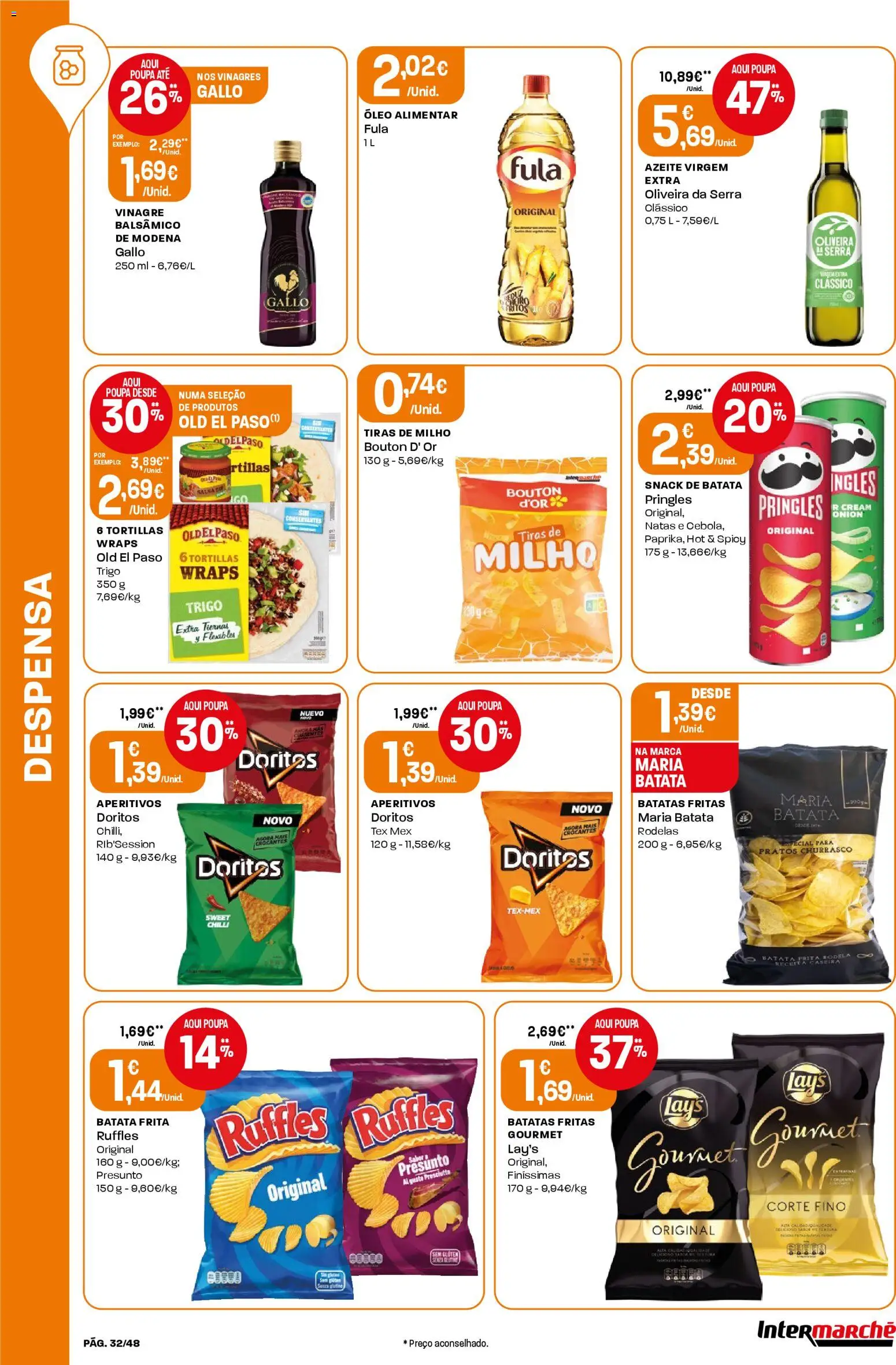 Intermarché folheto │ válido de 19.03.2026 | Página: 32 | Produtos: Pratos, Óleo, Batatas fritas, Milho
