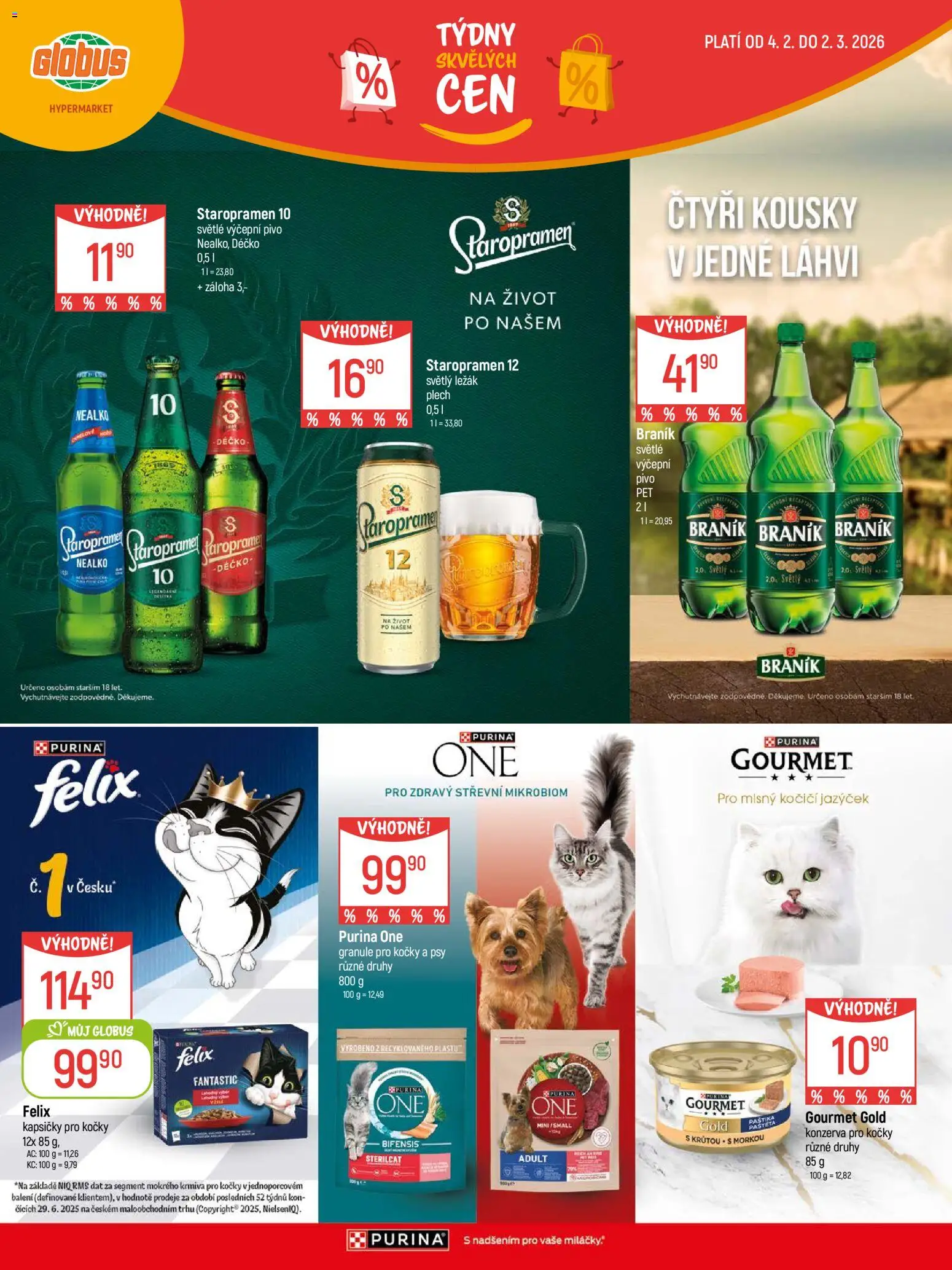 Globus leták - Opava od 04.02.2026 | Strana: 20 | Produkty: Pivo, Felix kapsičky, Plech, Konzerva pro kočky
