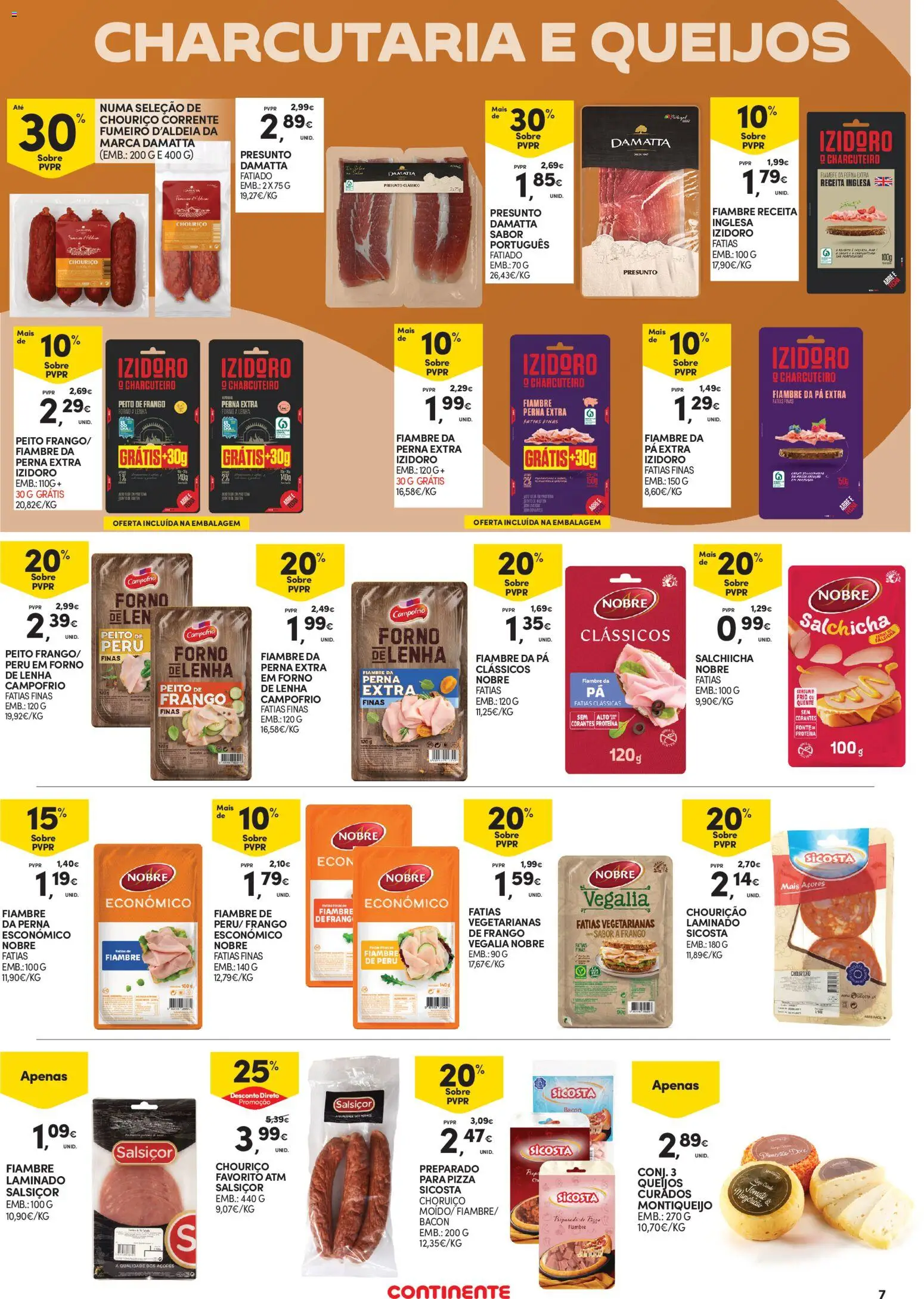 Continente - Açores │ válido de 13.11.2025 | Página: 7 | Produtos: Peito de frango, Peru, Salsicha, Pizza