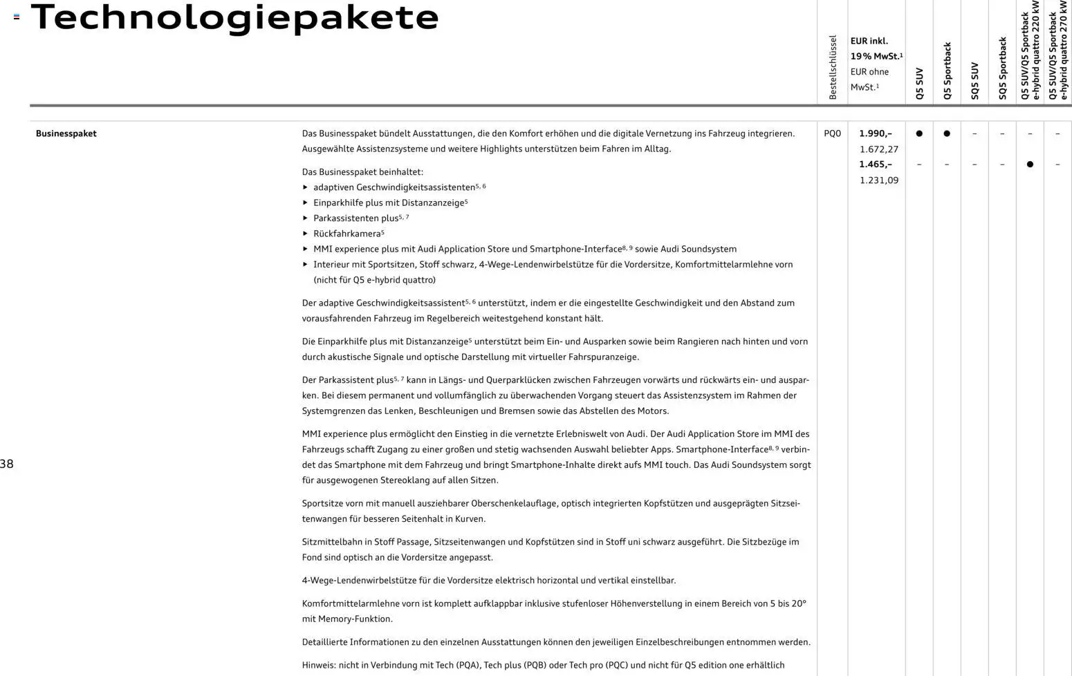 Audi Q5 – gültig ab 28.10.2025 | Seite: 38 | Produkte: Soundsystem, Smartphone