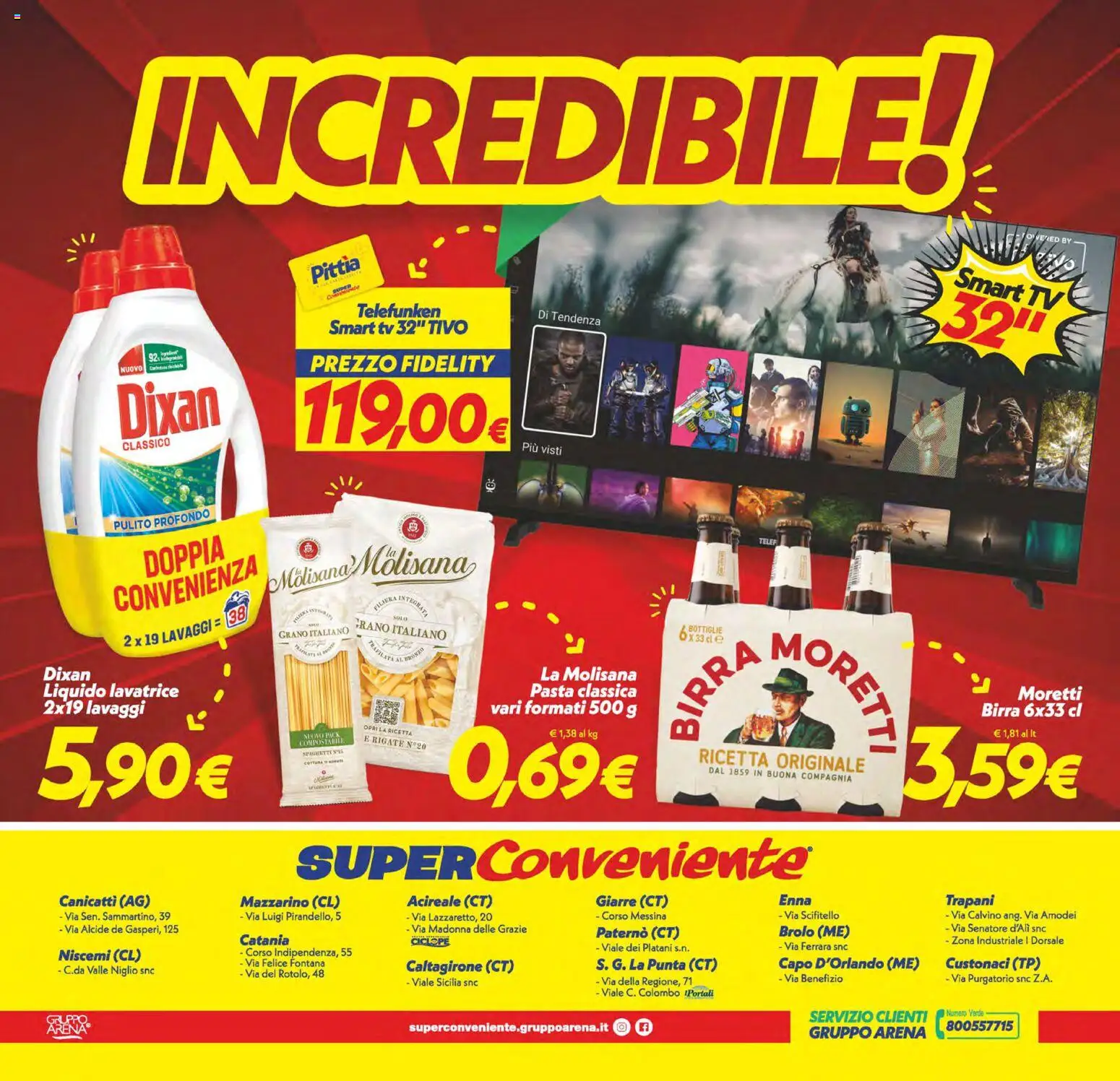 Volantino SuperConveniente del 23.01.2026 | Pagina: 20 | Prodotti: Birra, Pasta, Lavatrice, TV