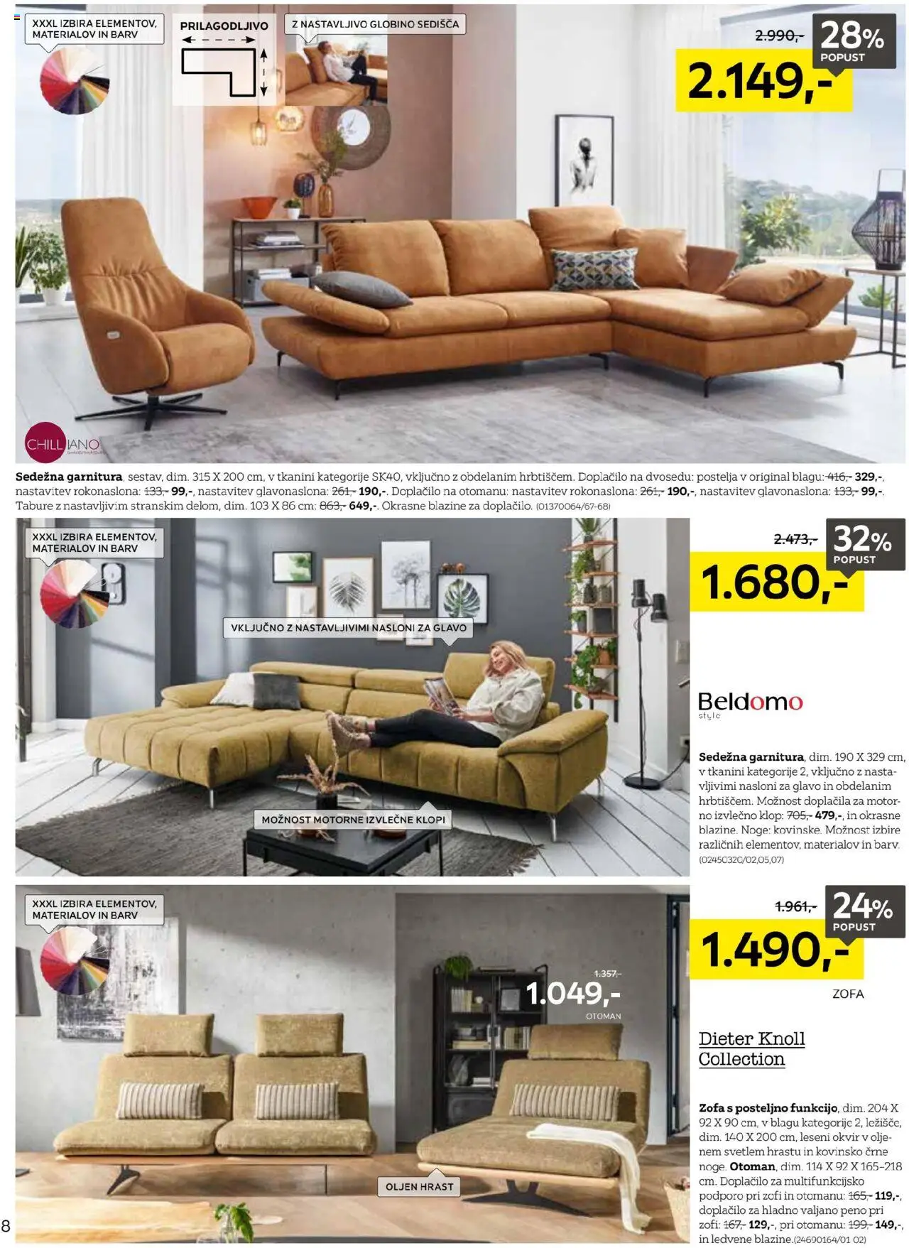 XXXL Lesnina katalog začetek novega poglavja │ velja od 19.08.2025 | Stran: 8 | Izdelki: Okvir, Ležišče, Olje, Tabure