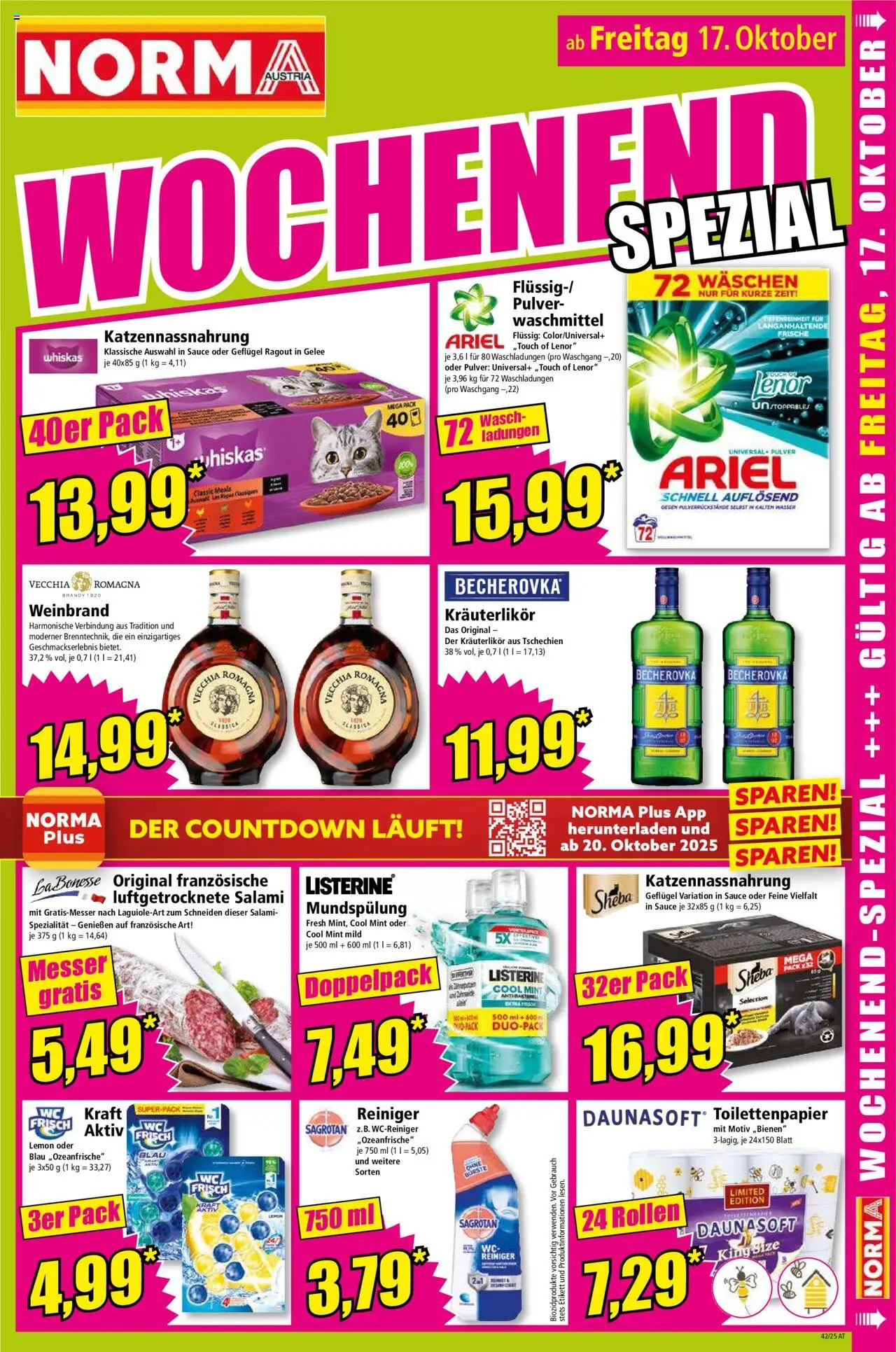 Norma Flugblatt gültig ab 13.10.2025 | Seite: 15 | Produkte: Wasser, Salami, Waschmittel