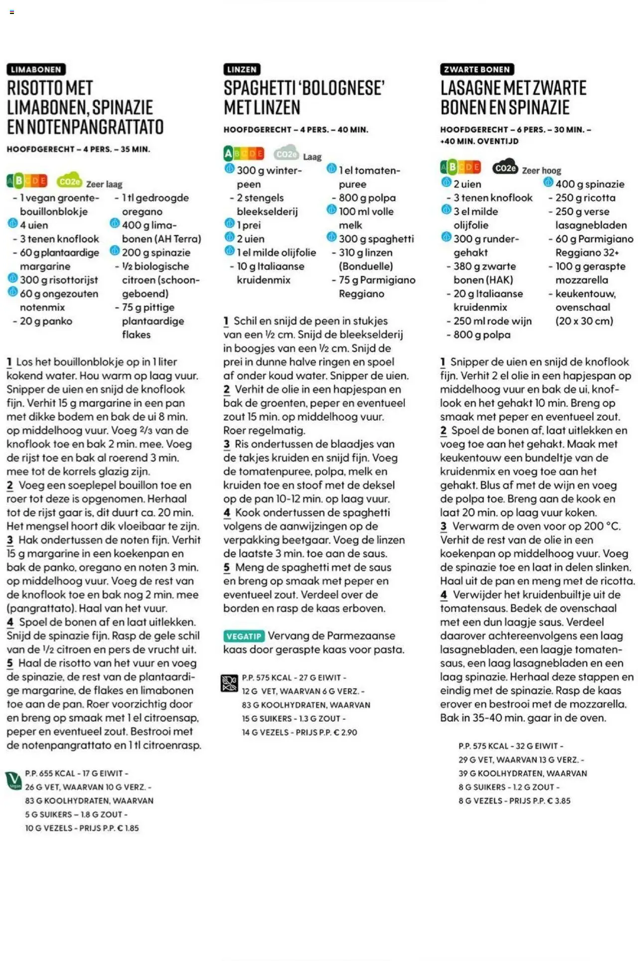  | Pagina: 44 | Producten: Spinazie, Kaas, Lasagne, Ricotta