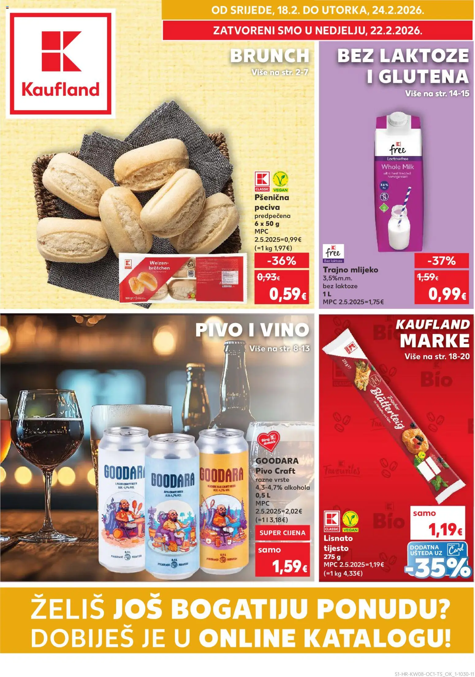 Kaufland katalog | vrijedi od 18.02.2026 | Stranica: 1 | Proizvodi: Mlijeko, Vino, Lisnato tijesto, Trajno mlijeko