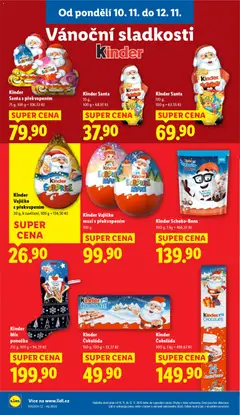 Náhled letáku Kinder Vajíčko s překvapením, 20 g, k zavěšení, 100 g = 134,50 Kč od 10.11.2025 | Strana: 26