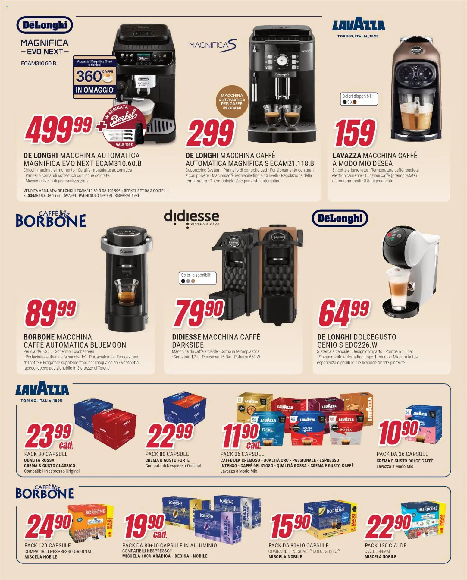 Volantino Trony del 09.04.2026 | Pagina: 15 | Prodotti: Schermo, Caraffa, Macchina caffe de longhi, Lavazza