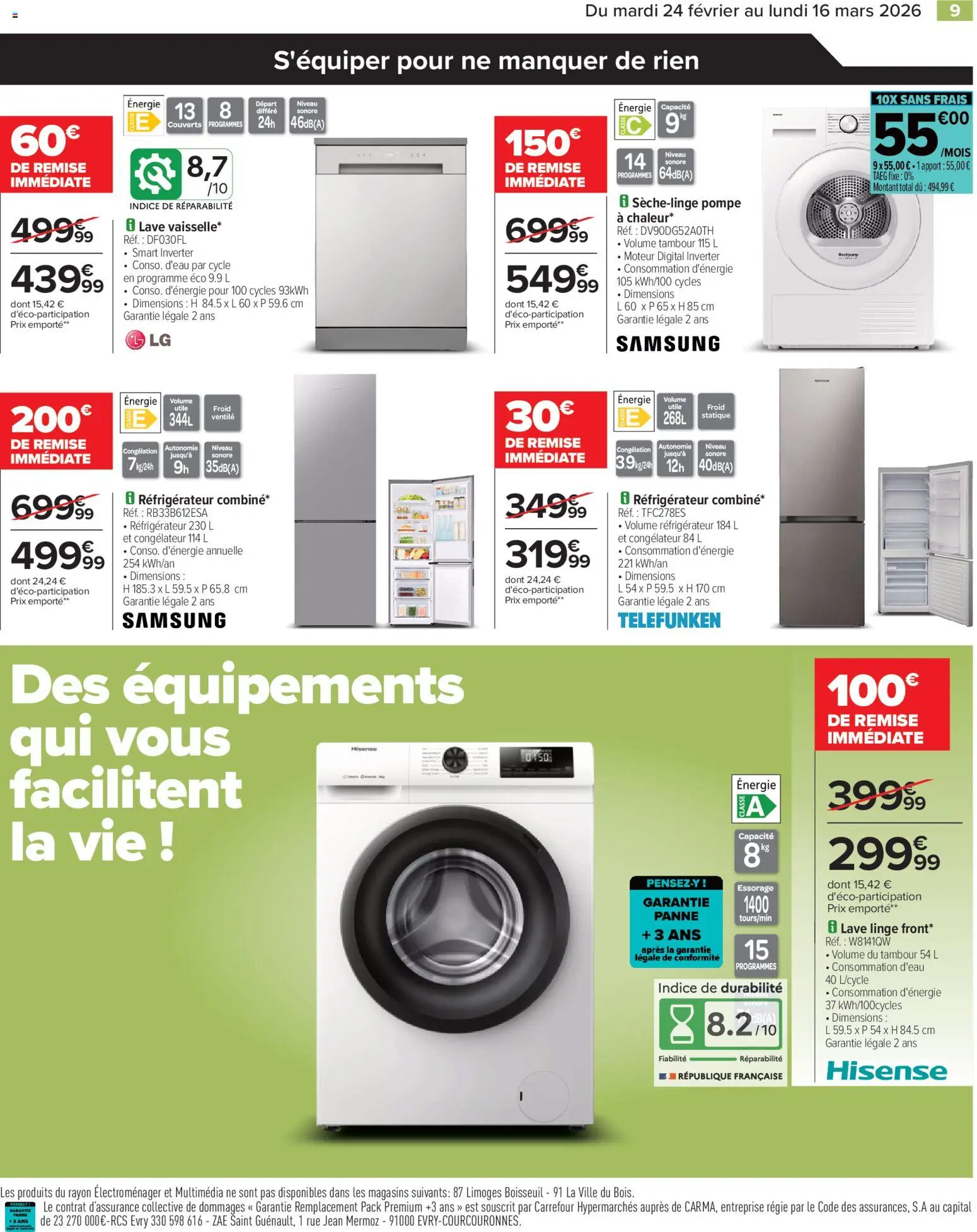 {H1} | Page: 9 | Produits: Lave linge, Réfrigérateur, Congélateur