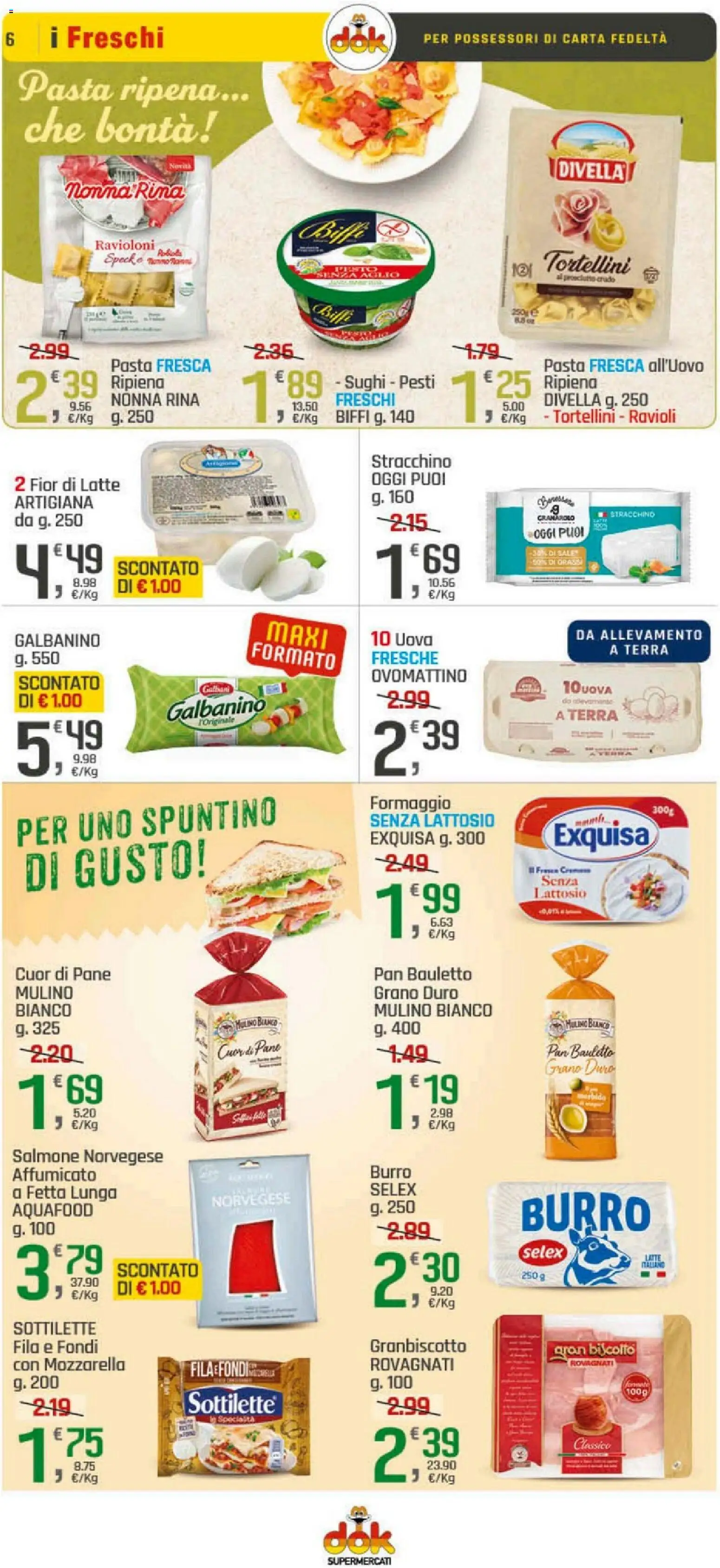 Volantino DOK del 20.11.2025 | Pagina: 6 | Prodotti: Uova, Pane, Salmone, Burro