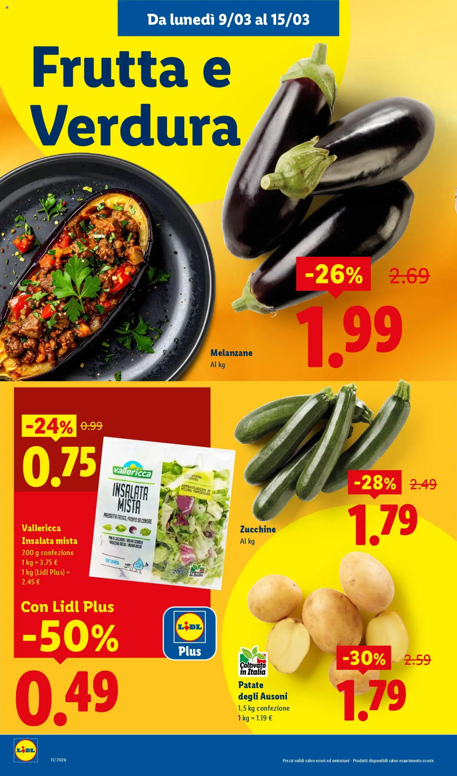 Volantino Lidl del 09.03.2026 | Pagina: 10 | Prodotti: Insalata, Patate, Zucchero, Zucchine
