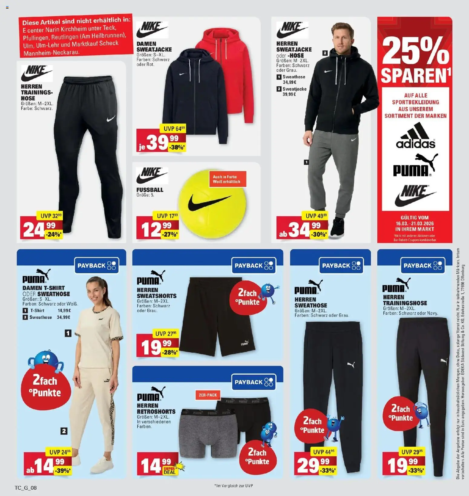 Edeka prospekt Göppingen	 – gültig ab 16.03.2026 | Seite: 40 | Produkte: Sweathose, Sweatjacke, Trainingshose, Hose