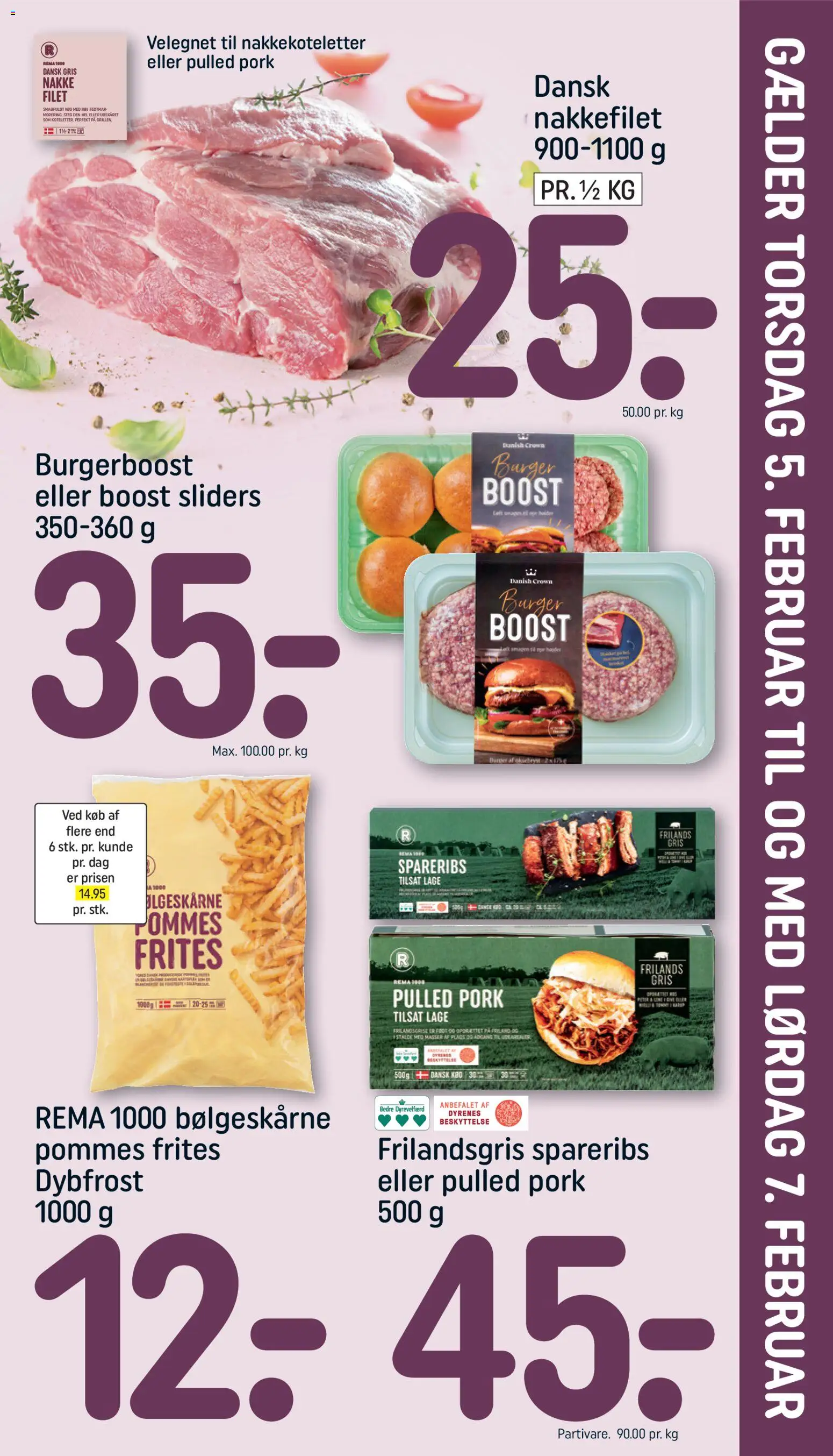 Rema 1000 tilbudsavis – gyldig fra 31.01.2026 | Side: 27 | Produkter: Pommes frites, Spareribs, Nakkefilet, Søm
