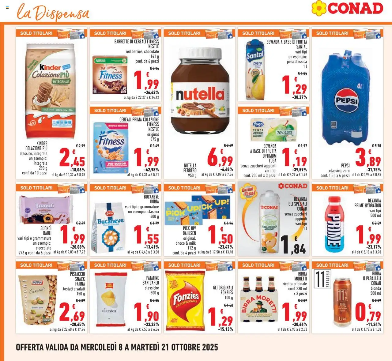 Volantino Conad del 08.10.2025 | Pagina: 14 | Prodotti: Cioccolato, Birra, Patatine, Frutta