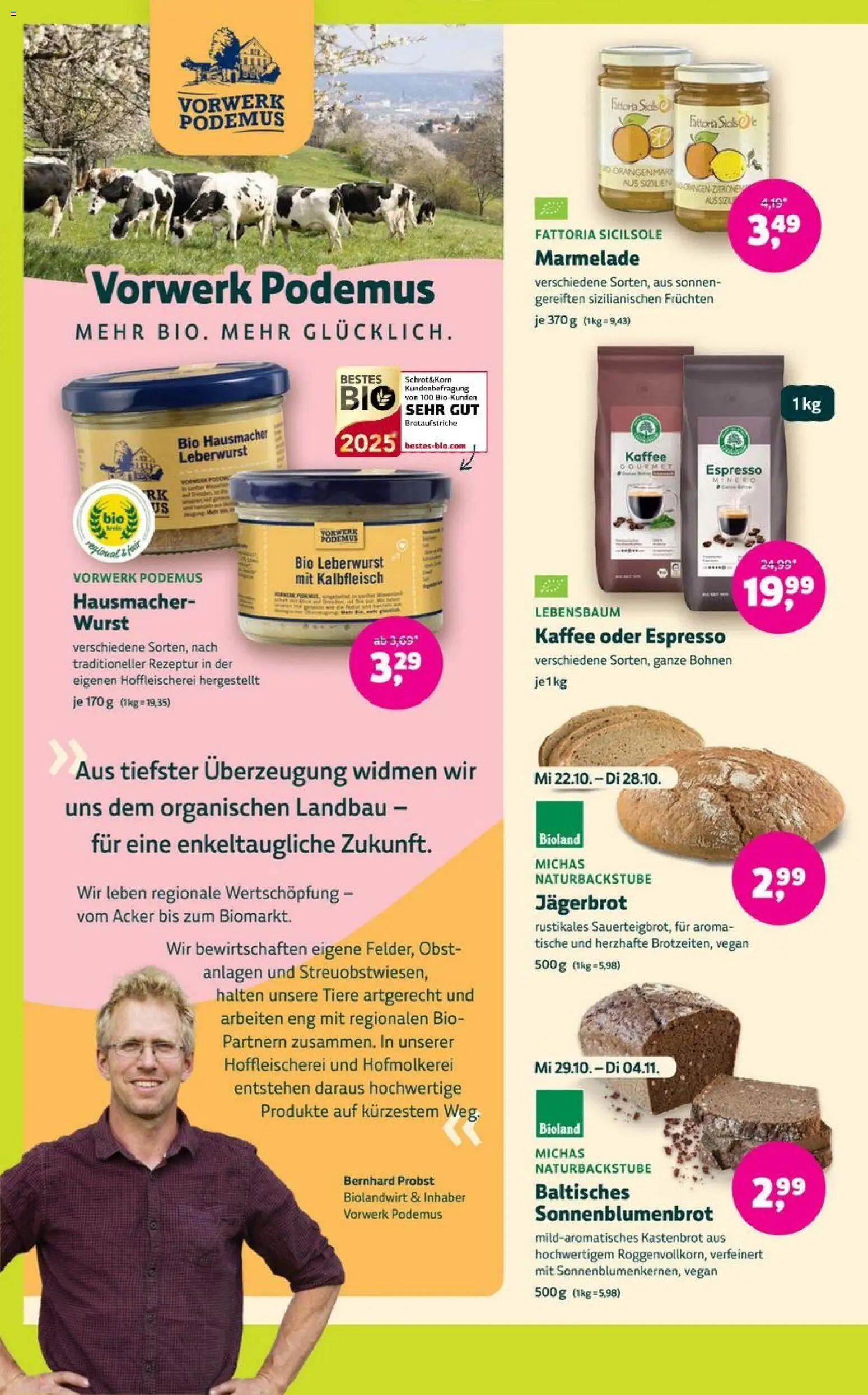 Denns BioMarkt Angebote – gültig ab 22.10.2025 | Seite: 10 | Produkte: Kaffee, Obst, Wurst