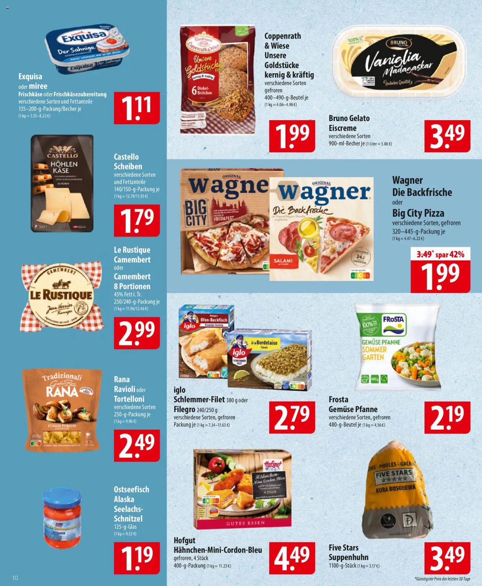 Famila Prospekt 	 – gültig ab 09.02.2026 | Seite: 10 | Produkte: Käse, Schnitzel, Pizza, Frischkase
