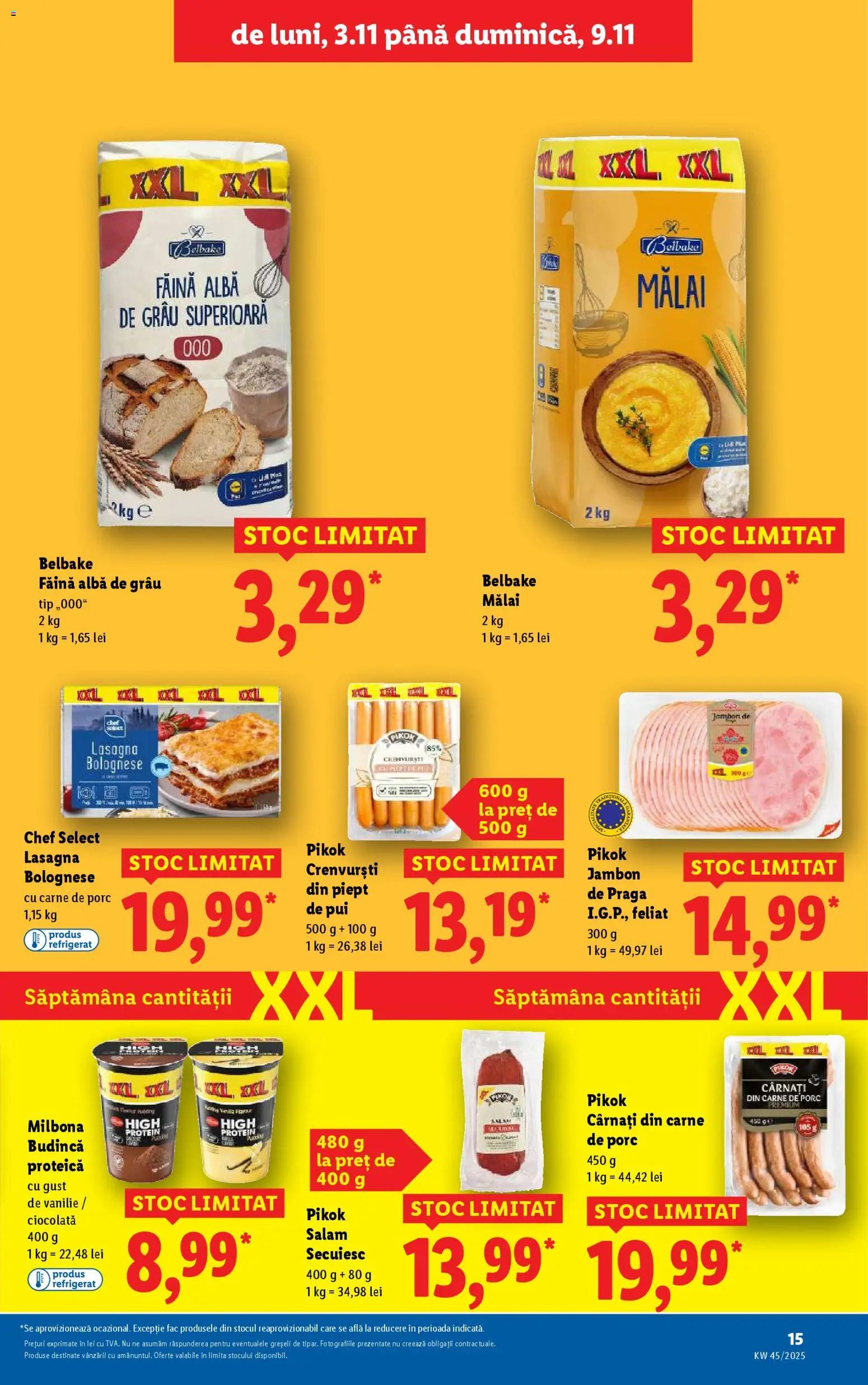 Noul catalog Lidl – valabil de la 03.11.2025 | Pagină: 15 | Produse: Salam, Carne De Porc, Mălai, Cârnați
