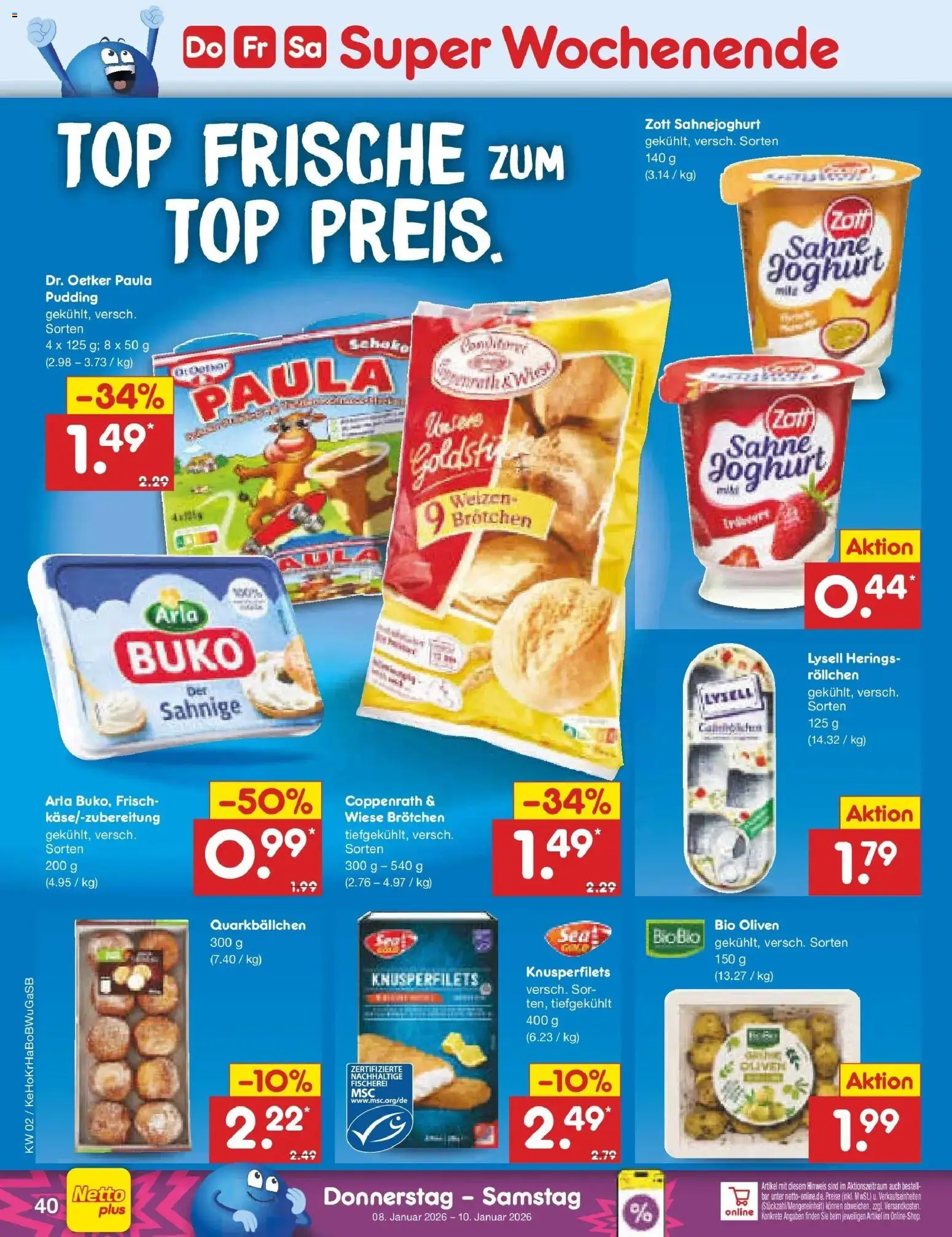 Netto Marken-Discount - Netto: Wochenangebote – gültig ab 05.01.2026 | Seite: 44 | Produkte: Top, Joghurt, Arla buko, Sahne