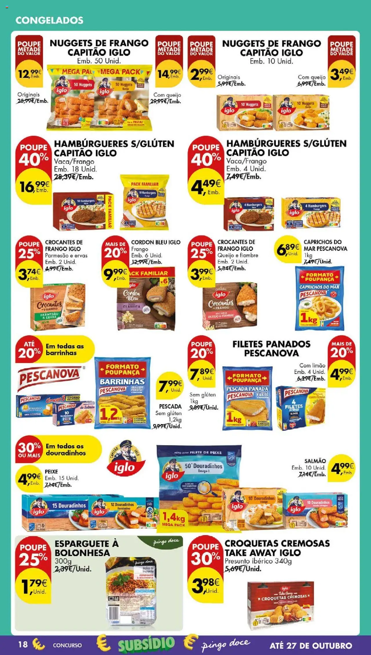 Pingo Doce folheto │ válido de 14.10.2025 | Página: 20 | Produtos: Nuggets de frango, Presunto, Peixe, Nuggets