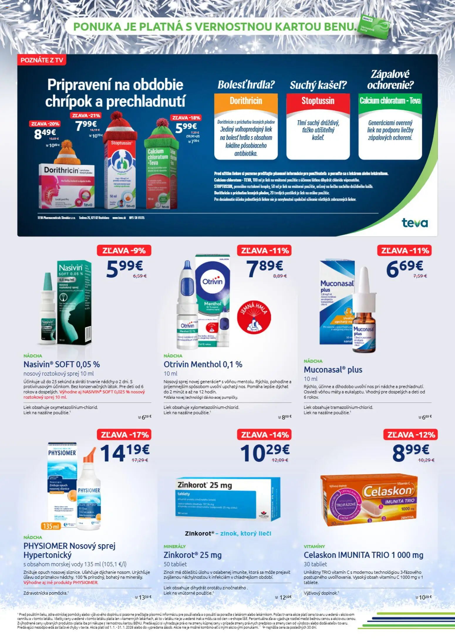 Nové BENU Lekáreň akcie – leták je platný od 01.01.2026 | Strana: 4 | Produkty: Tv, Celaskon