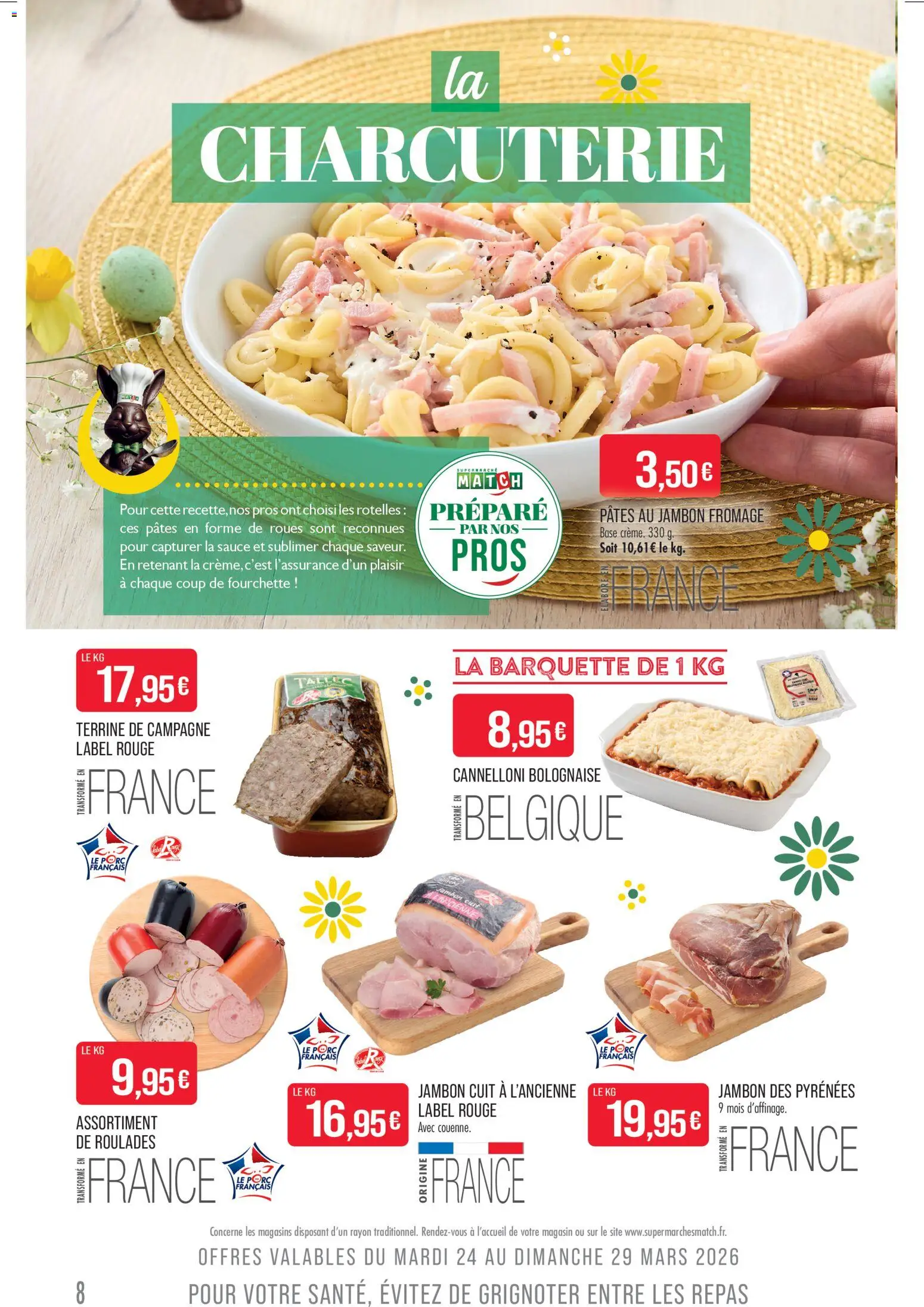 {H1} | Page: 8 | Produits: Base, Fromage, Jambon, Pâtes