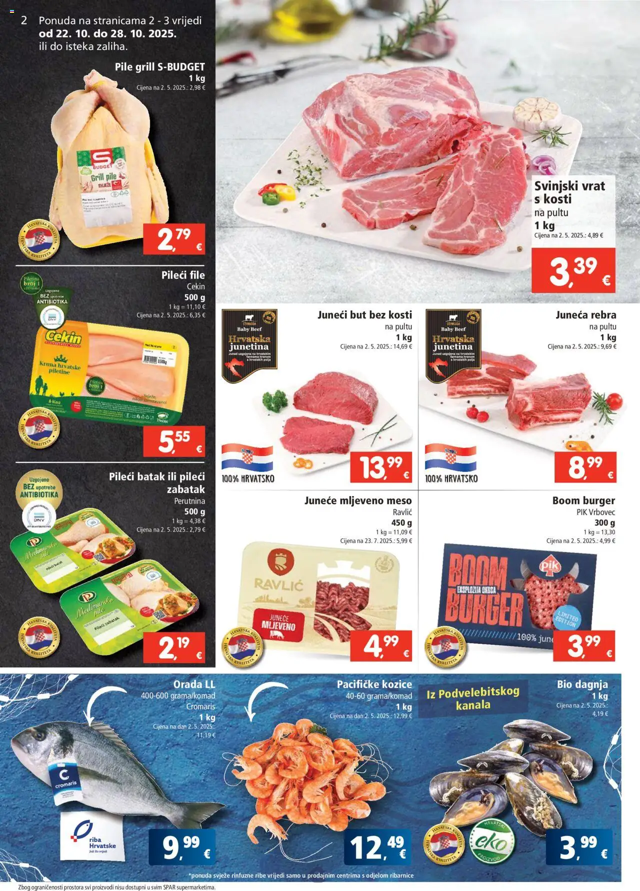 Spar katalog | vrijedi od 22.10.2025 | Stranica: 2 | Proizvodi: Svinjski vrat, Meso, Junetina, Piletina