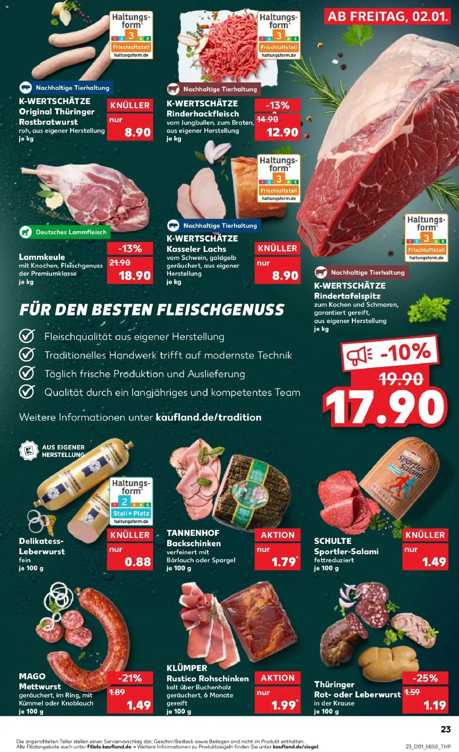 Kaufland prospekt Oschersleben (Bode)	 – gültig ab 02.01.2026 | Seite: 23 | Produkte: Spargel, Lachs, Knoblauch, Salami
