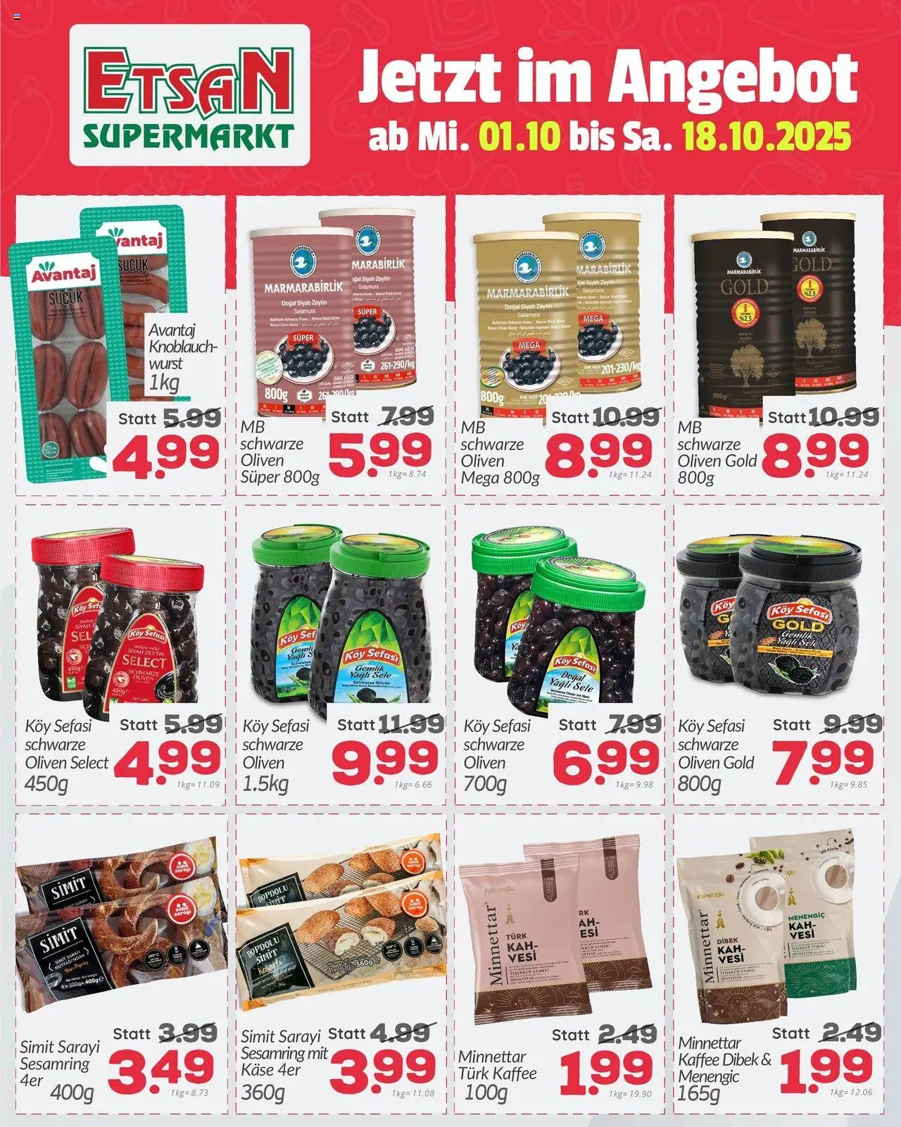 ETSAN Flugblatt gültig ab 01.10.2025 | Seite: 5 | Produkte: Wurst, Knoblauch, Szeder, Kaffee