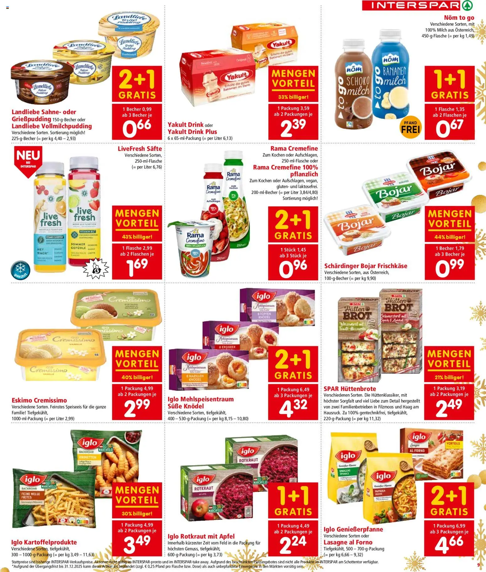 Interspar Flugblatt - Oberösterreich gültig ab 18.12.2025 | Seite: 9 | Produkte: Sahne, Milch, Brot, Äpfel