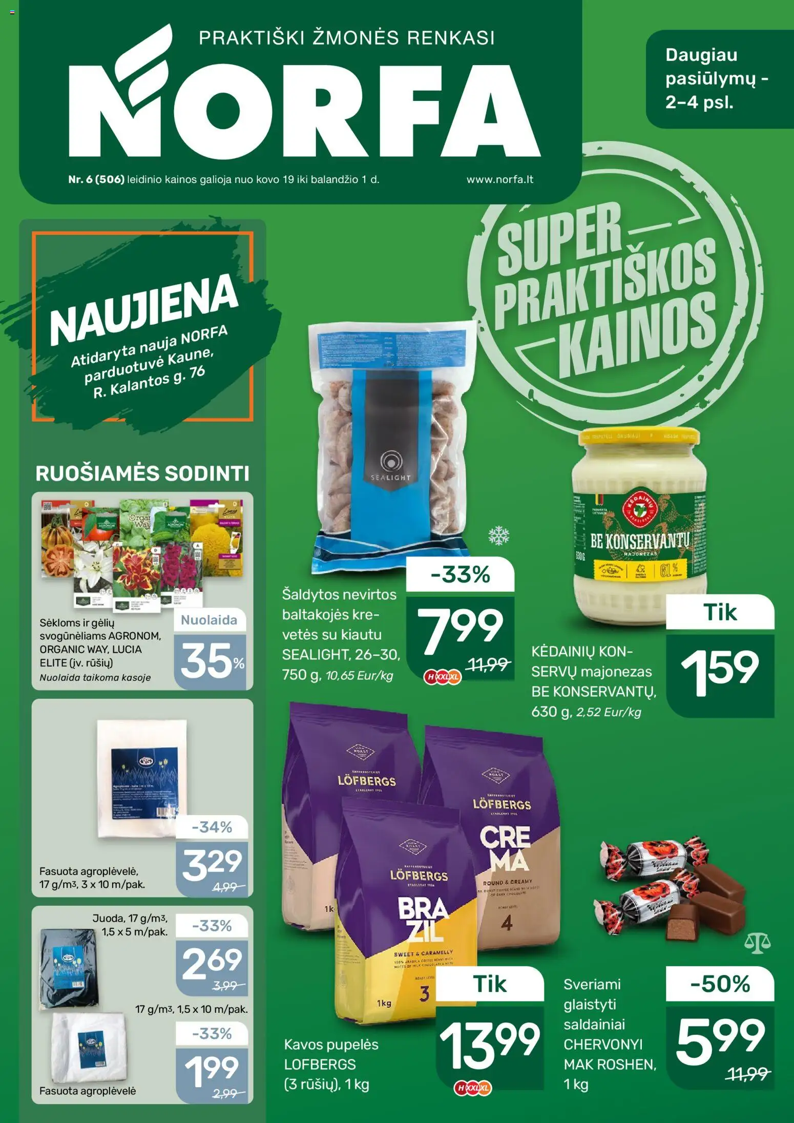 NORFA akcijos nuo 19.03.2026 | Puslapis: 1 | Prekių: Pupelės, Kavos pupelės, Majonezas, Saldainiai