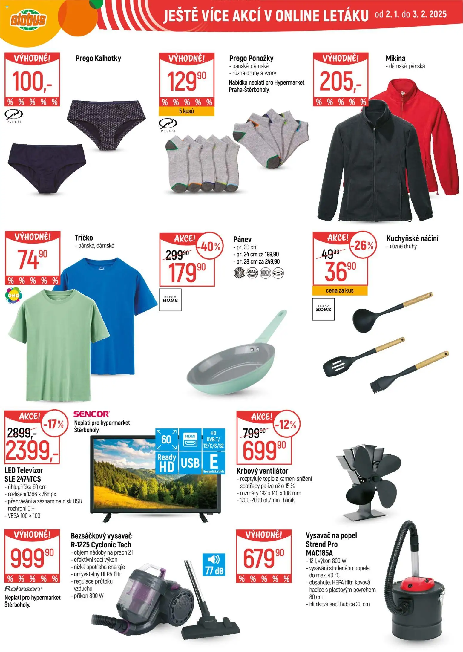 Globus leták - Praha-Štěrboholy od 07.01.2026 | Strana: 34 | Produkty: Kalhotky, Televizor, Hadice, Ventilátor
