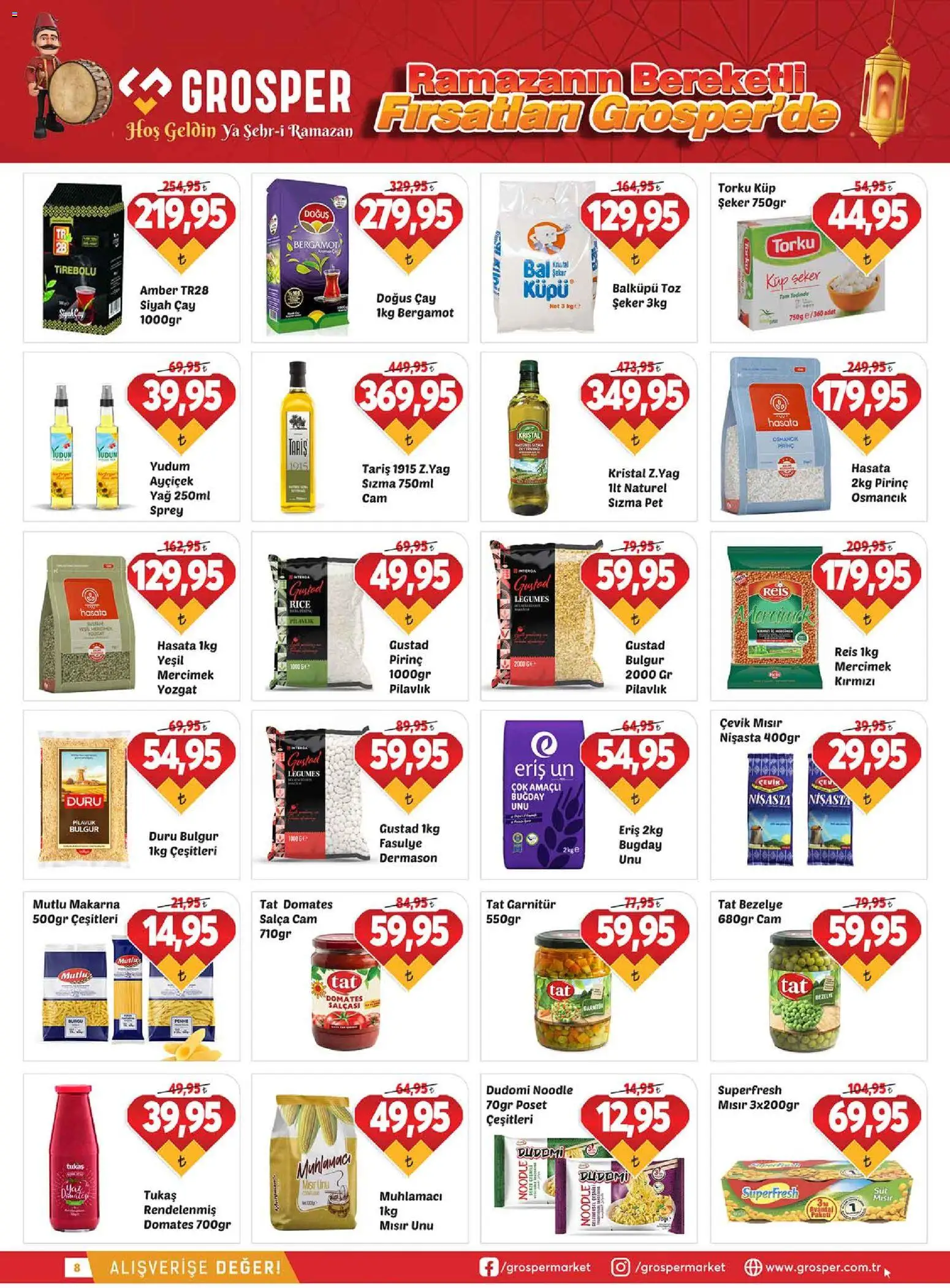 Grosper Katalog - 27.02.2026 tarihinden itibaren geçerlidir | Sayfa: 8 | Ürünler: Ravioli, Domates, Şeker, Mısır
