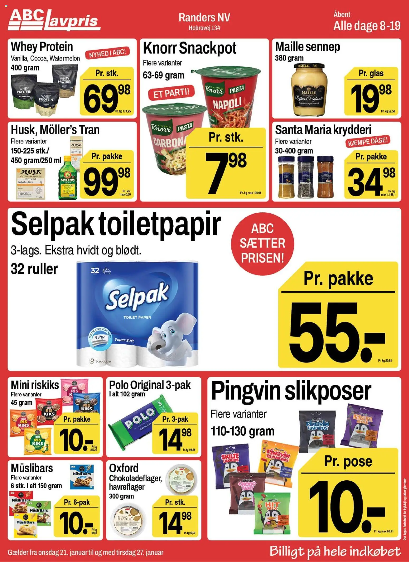 Abc Lavpris tilbudsavis – gyldig fra 21.01.2026 | Side: 2 | Produkter: Havreflager, Toilet, Lakrids, Sennep