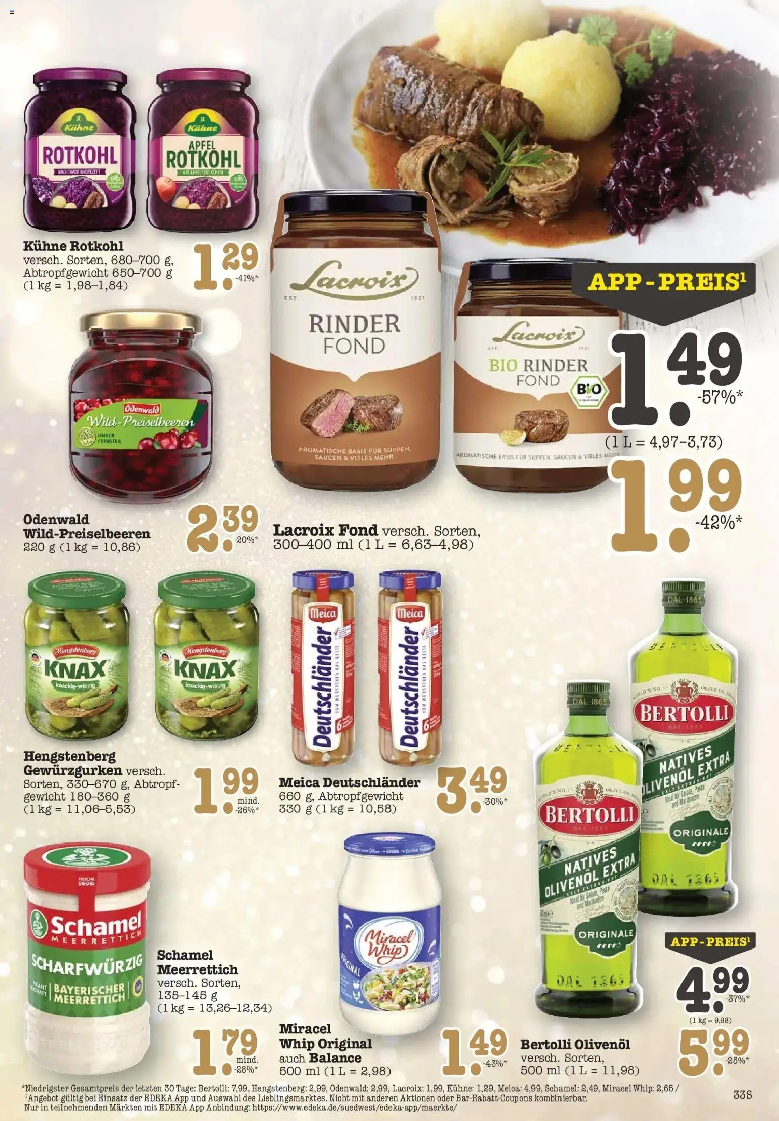 Edeka prospekt Offenbach	 – gültig ab 15.12.2025 | Seite: 33 | Produkte: Dressing, Bertolli olivenol, Meica, Pasta