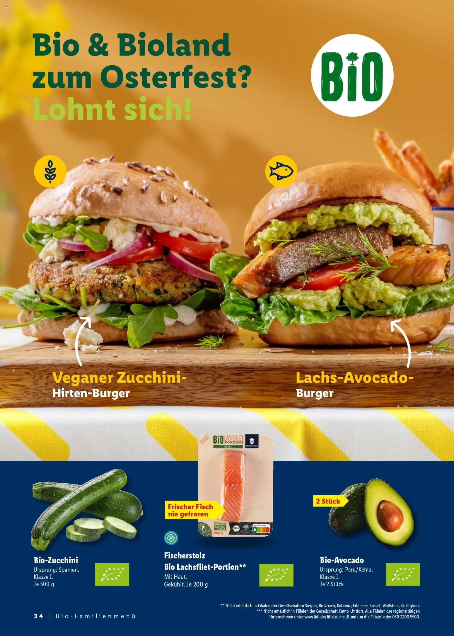 Lidl - Prospekt – gültig ab 09.03.2026 | Seite: 34 | Produkte: Burger, Fisch, Zucchini