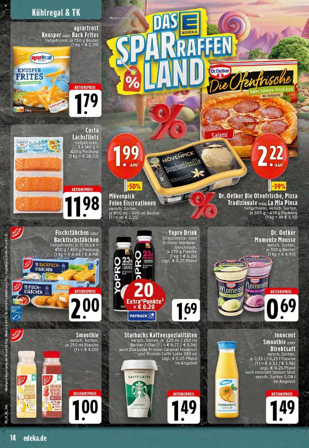 Edeka prospekt Dortmund-Eving	 – gültig ab 21.09.2025 | Seite: 14 | Produkte: Starbucks, Salami, Pizza, Bourbon