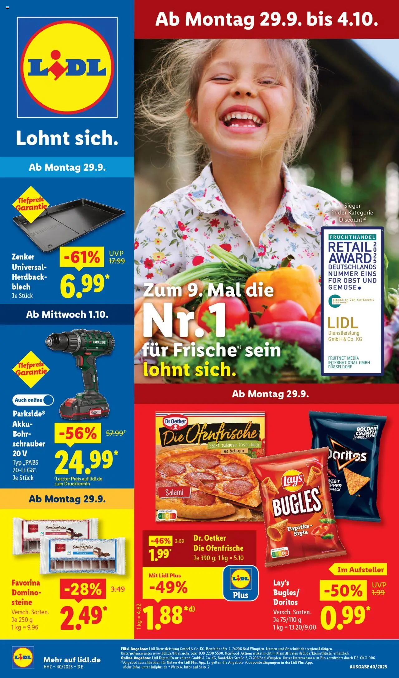 Lidl Prospekt Holzminden – gültig ab 29.09.2025 | Seite: 1 | Produkte: Bad, Paprika, Obst, Salami
