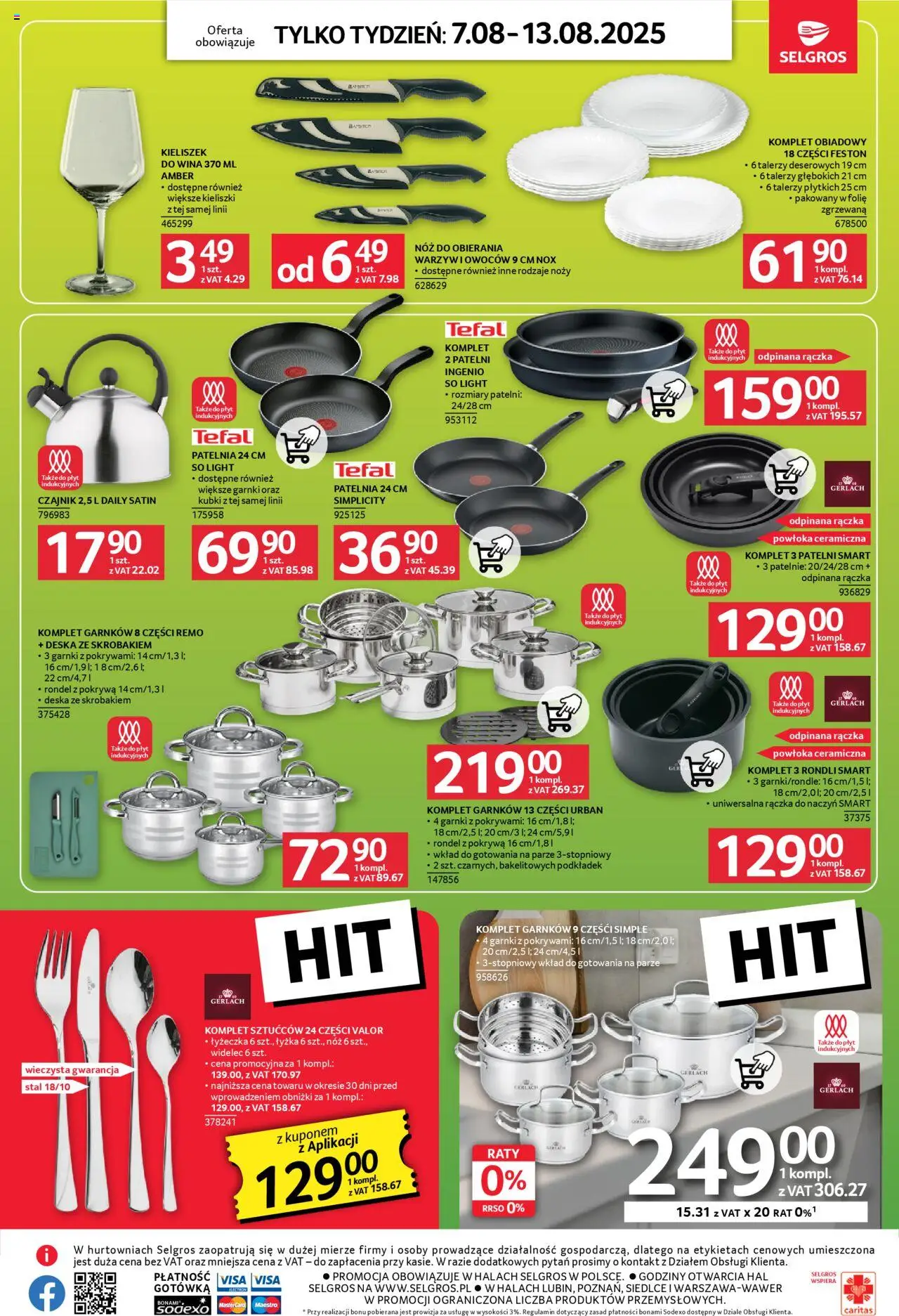 Selgros cash&carry Gazetka - Jeszcze więcej super promocji od 07.08.2025 | Strona: 10 | Produkty: Patelnie, Komplet garnków, Garnki, Patelnia