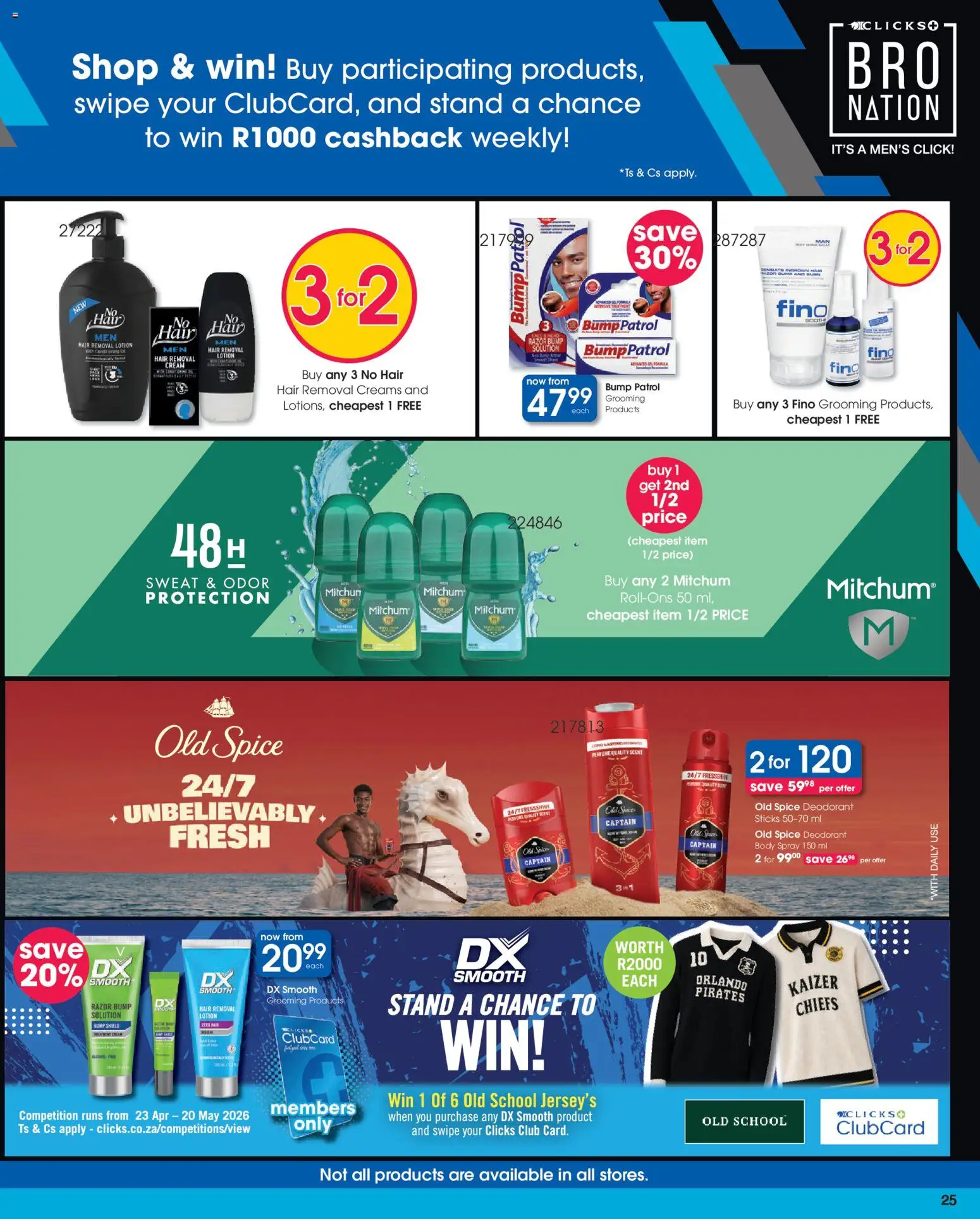 New Clicks catalogue – valid from 23.04.2026 | Page: 25 | Products: Body spray, Cream, Antiperspirant, Lotion